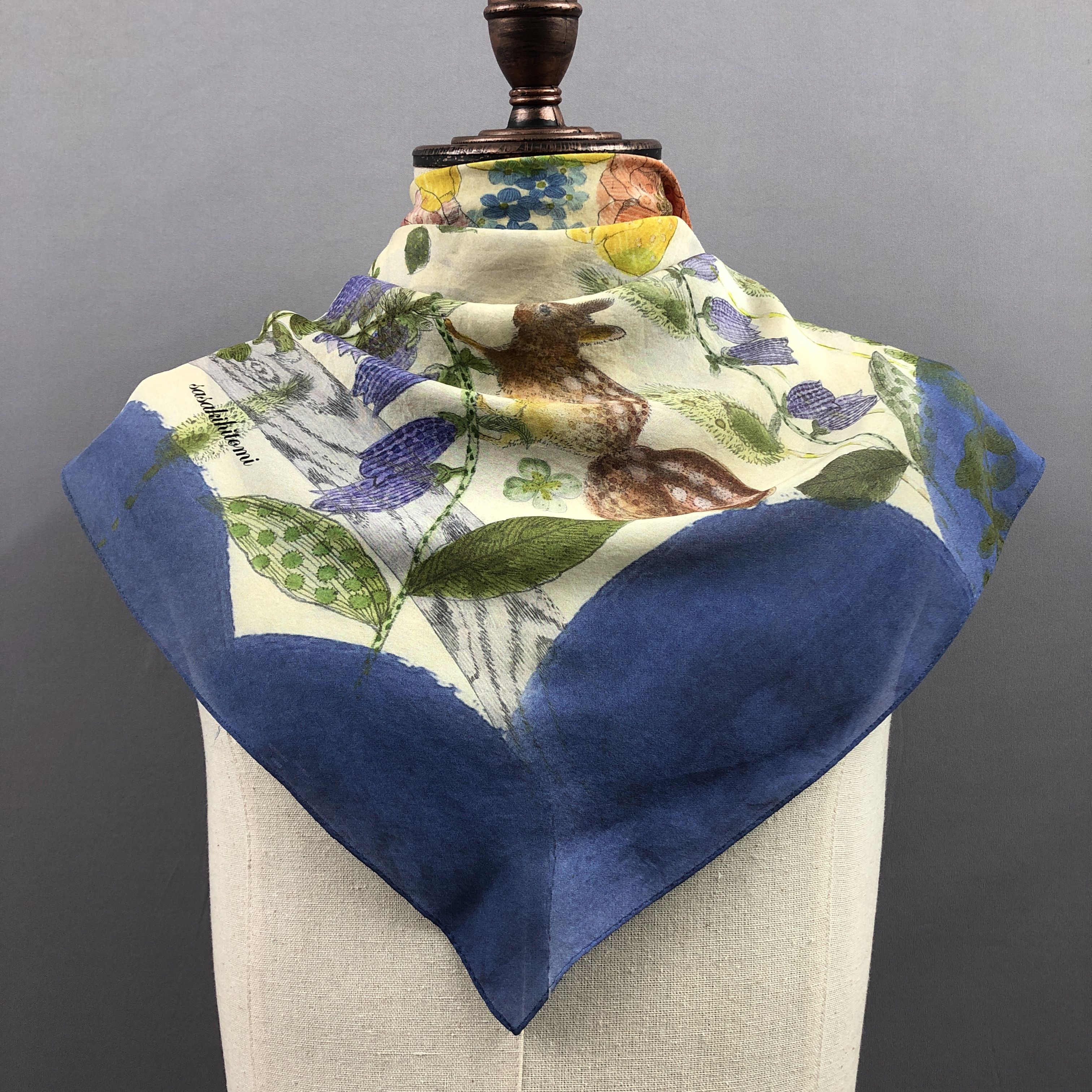 Japanese Brand × Vintage Vintage Sasaki Hitomi SILK Scarf Twill Stole Wraps Scarves Size ONE SIZE - 2 Thumbnail