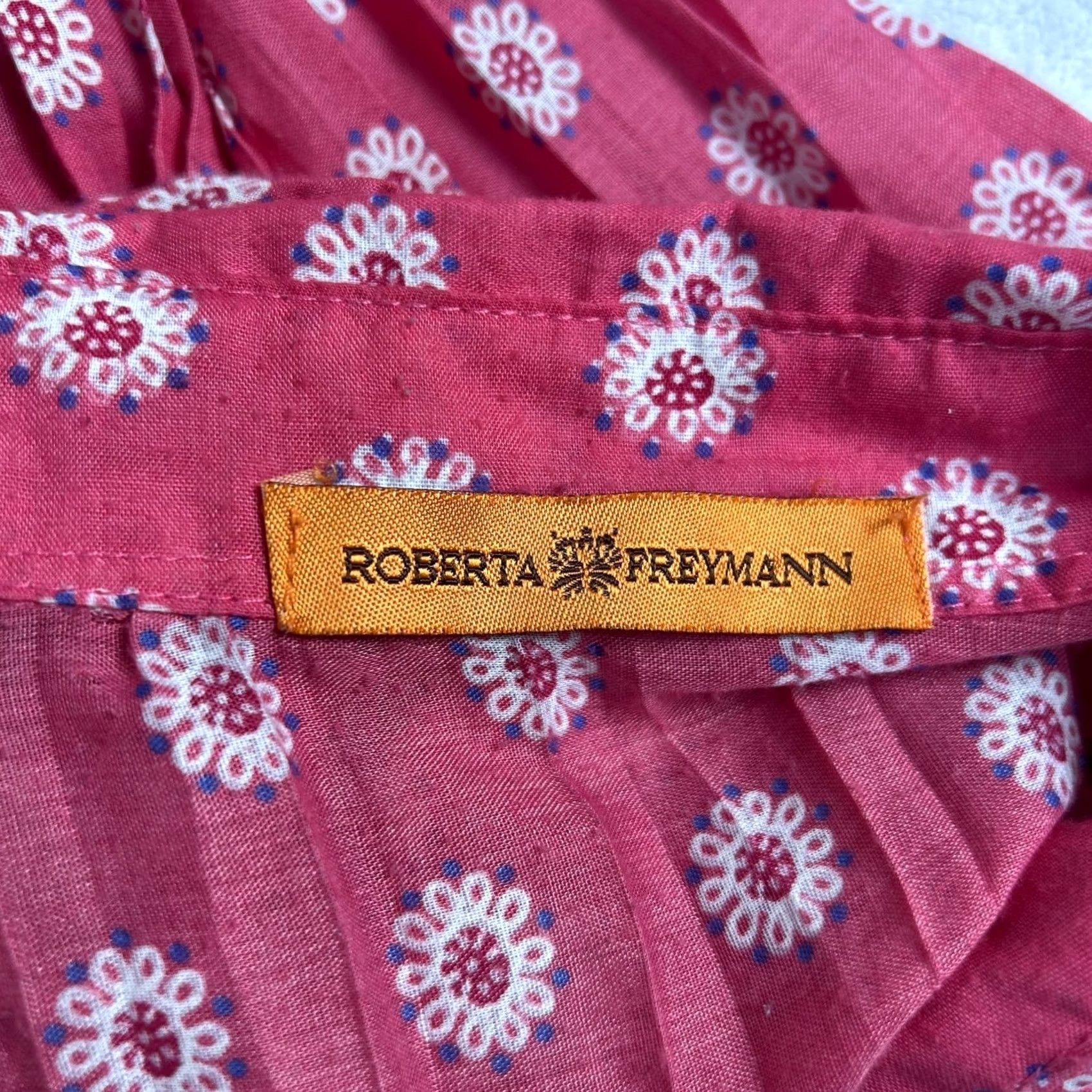 Pinko Roberta Freymann Womens Pink Floral Long Sleeve Button Up Shirt Size 22 Casual Size 3XL / US 20-22 - 3 Thumbnail