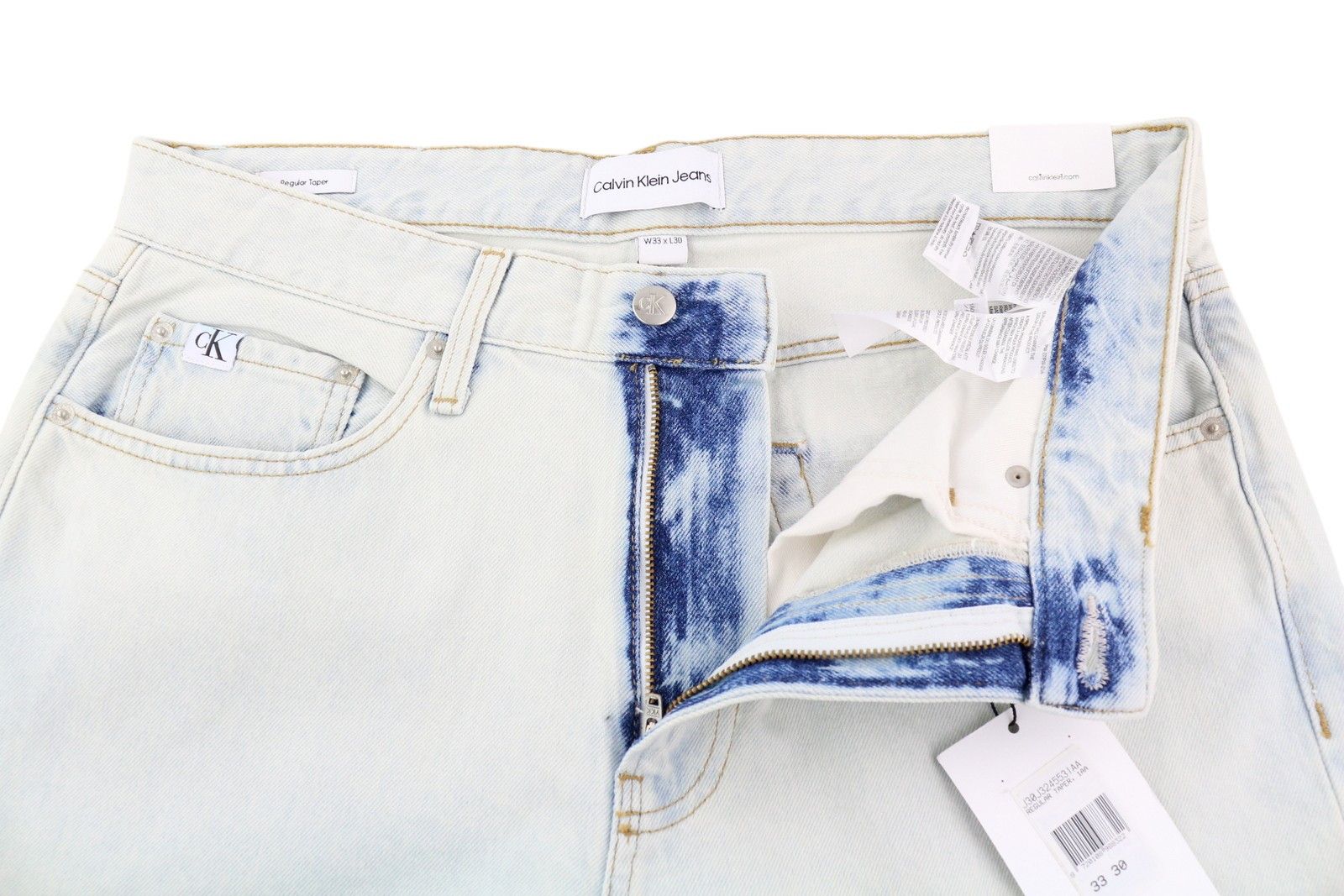 Calvin Klein REGULAR TAPER W33/L30 Light Blue Washed Zip Fly Denim 85325 Size US 33 - 4 Thumbnail