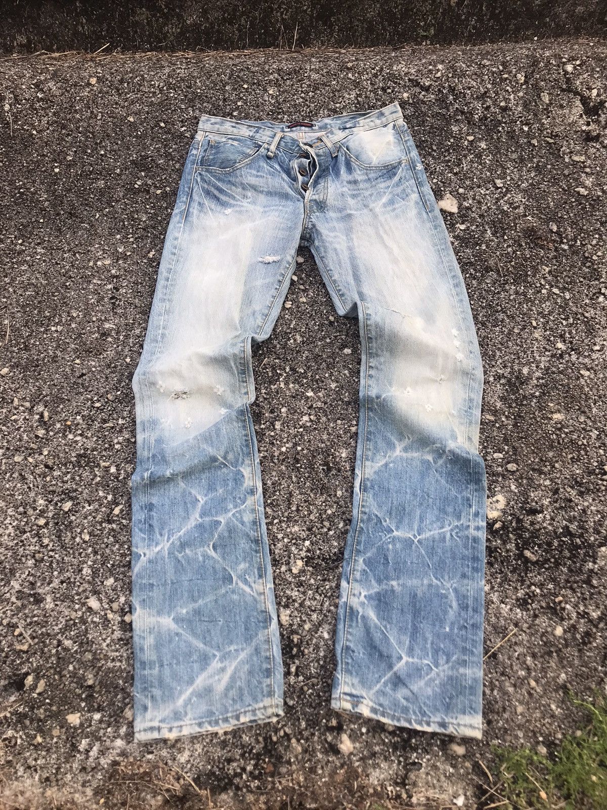 Japanese Brand Vintage Y2K Blue Way Distressed Denim pants Size US 28 / EU 44 - 1 Thumbnail