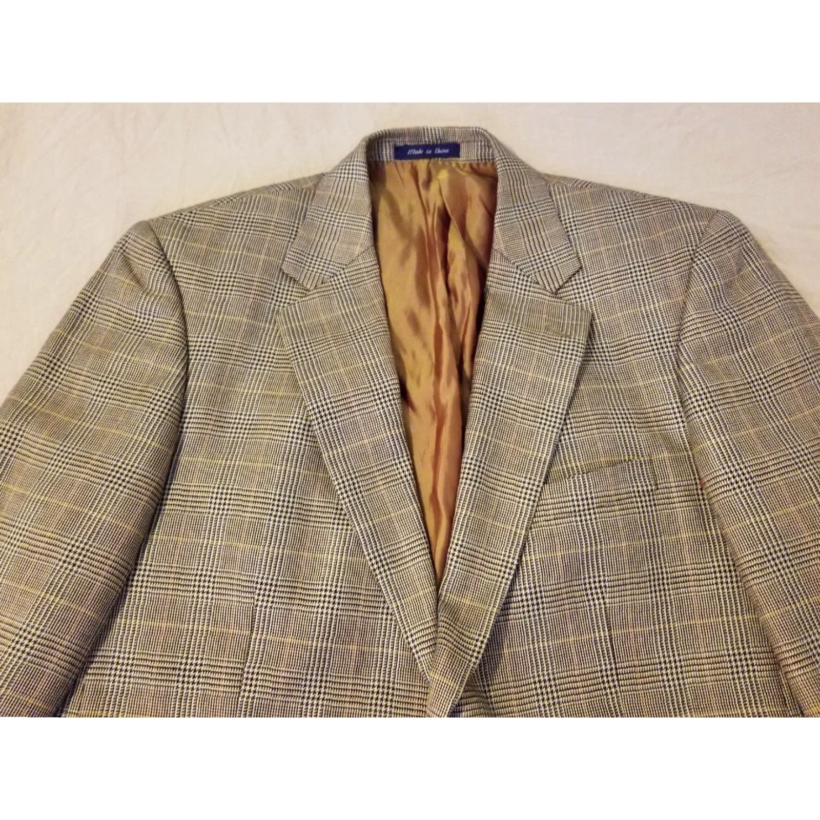 Vintage Alan Flusser Mens Blazer 44L Silk Wool Jacket Khaki Size 44R - 2 Thumbnail