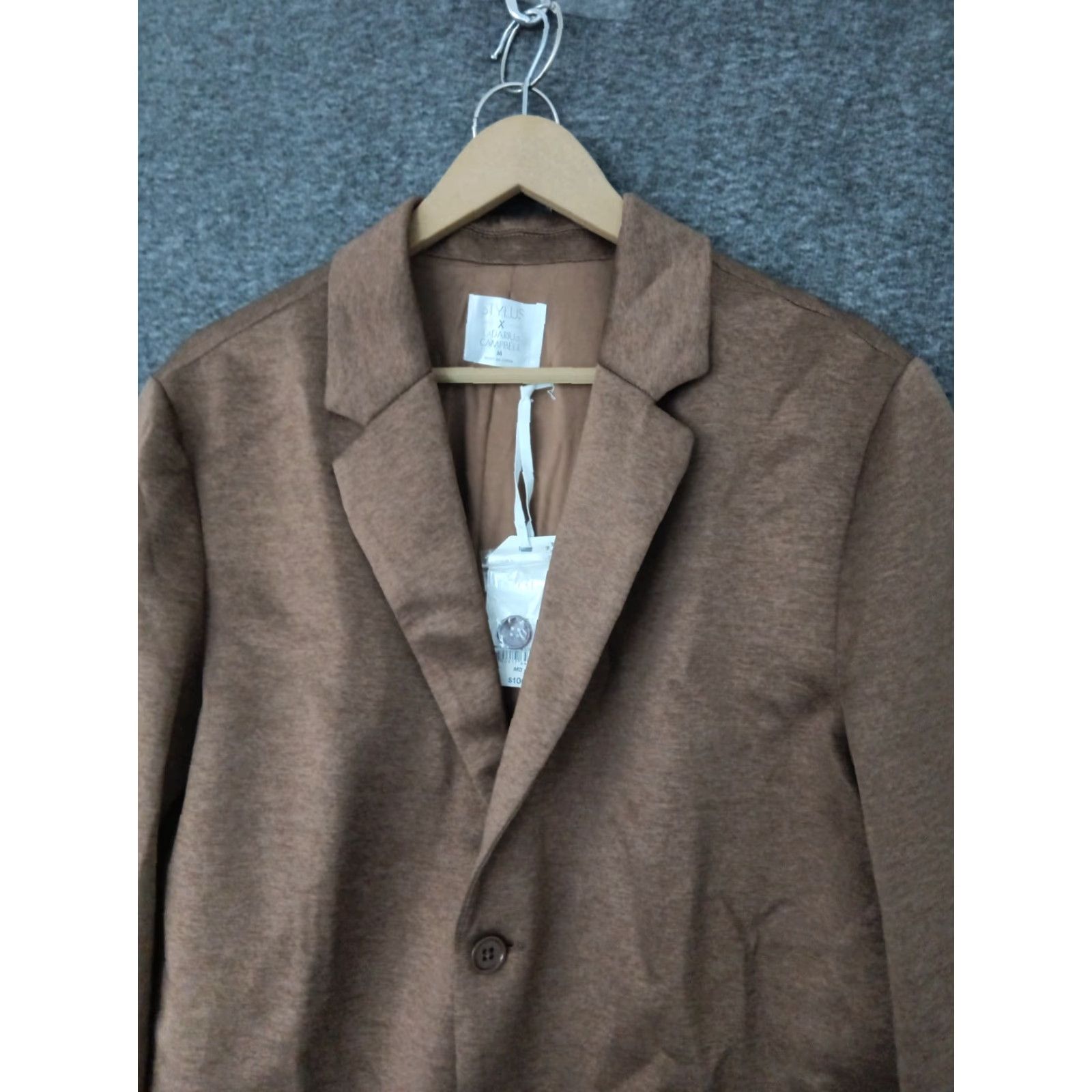 Vintage Stylus X LaDarius Campbell Lightweight Jacket Blazer Heather Warm Sand M Men Blazer Regular Two-Button Single-Breasted Fall Winter Spring Mens Size 40R - 3 Thumbnail