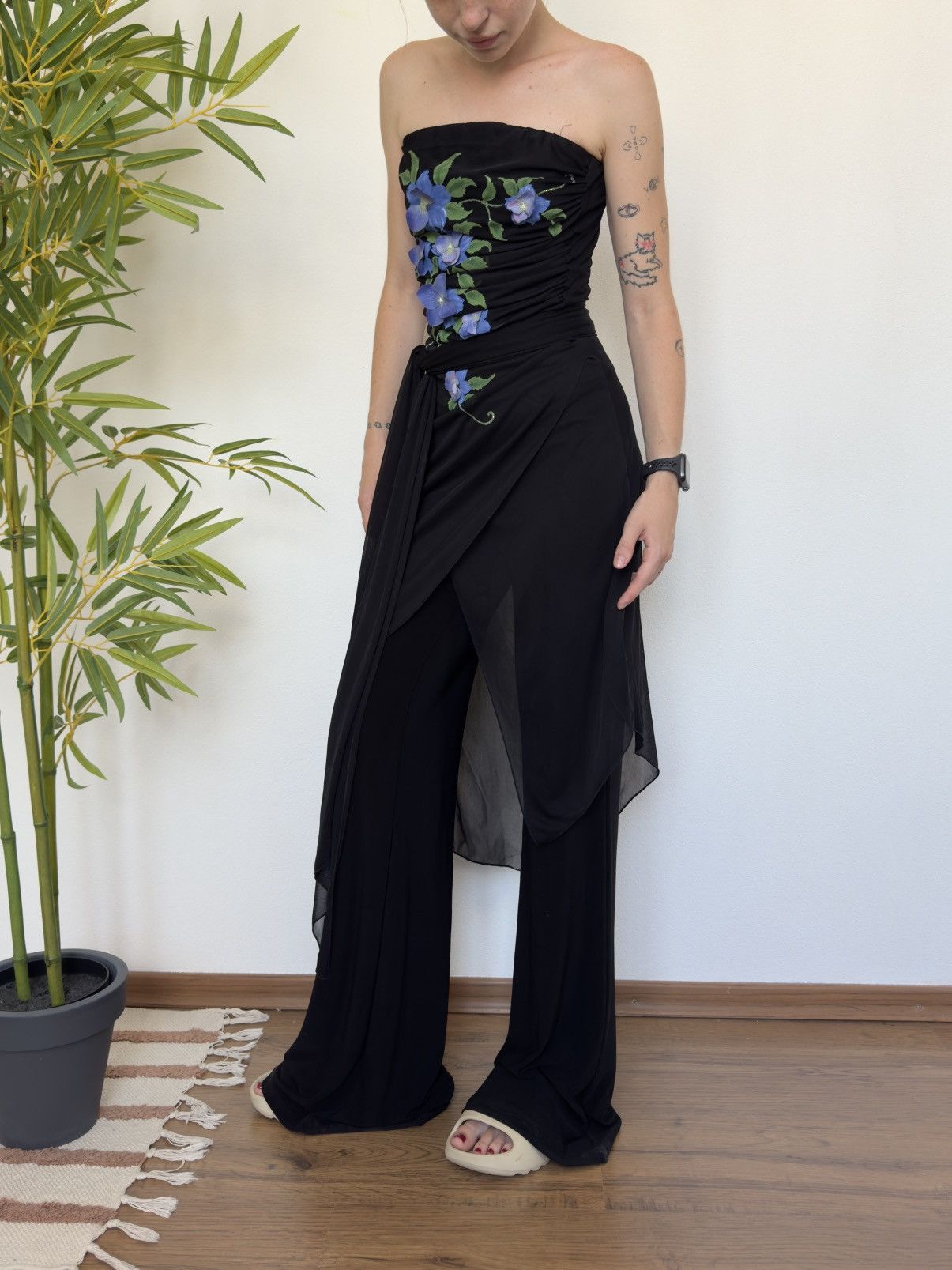 Vintage FLOWER OVERALLS SUIT BANDO WITH PANTS/SKIRT Size S / US 4 / IT 40 - 1 Thumbnail