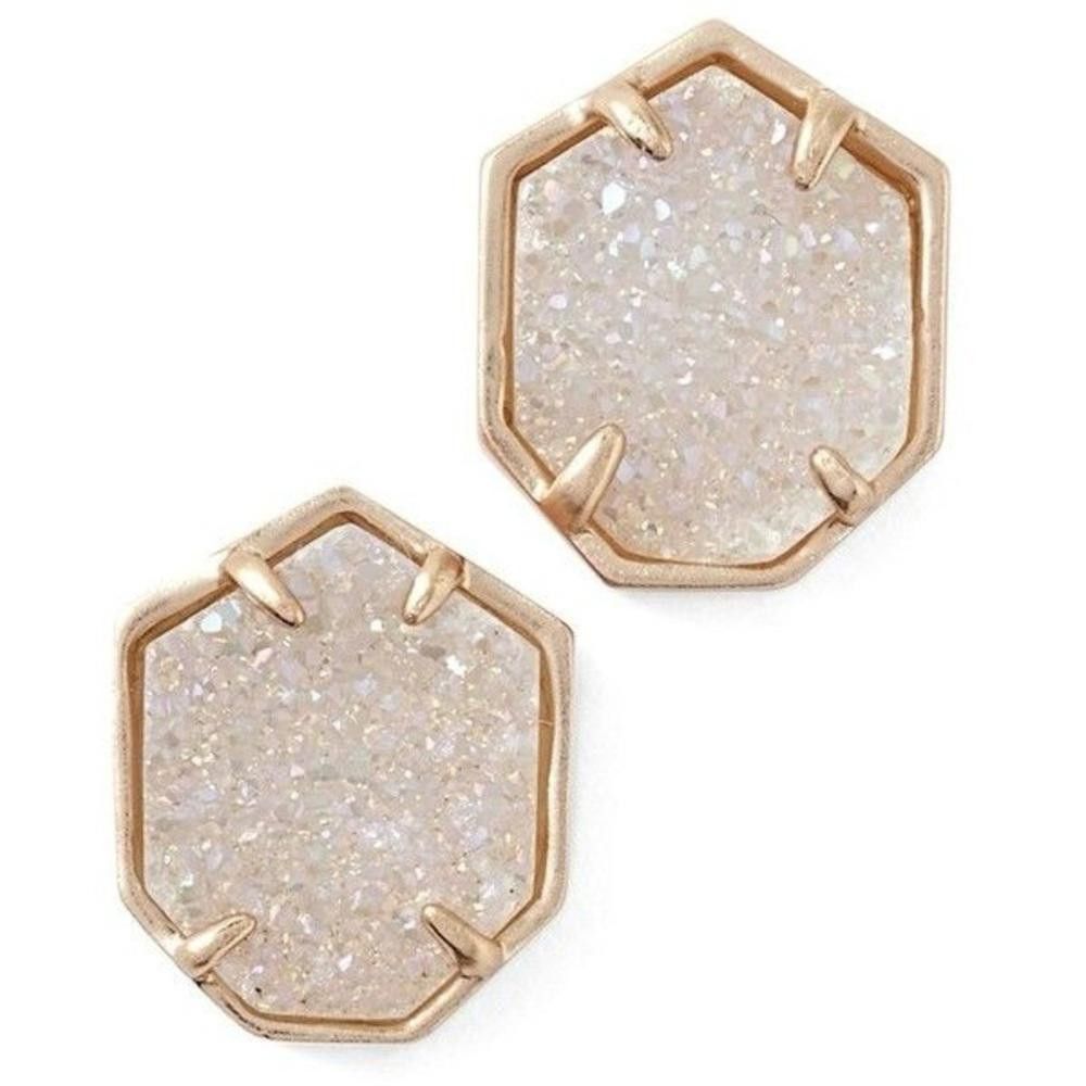 Designer Kendra Scott RARE Taylor Iridescent Drusy Stud Earrings Gold Size ONE SIZE - 1 Thumbnail