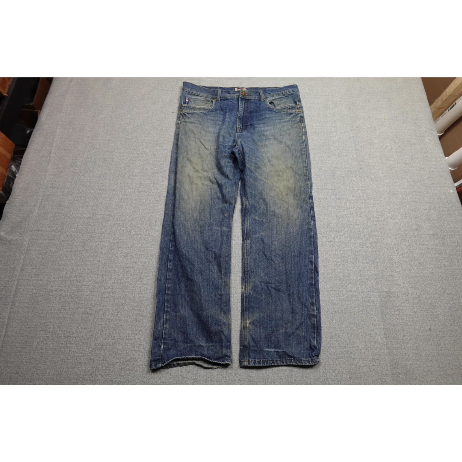 Phat Farm VINTAGE Phat Farm Jeans Mens 36x32 Blue Distressed Embroidered 5-Pocket Logo Denim Stonewash Straight 90s Mens Size US 36 / EU 52 - 3 Thumbnail