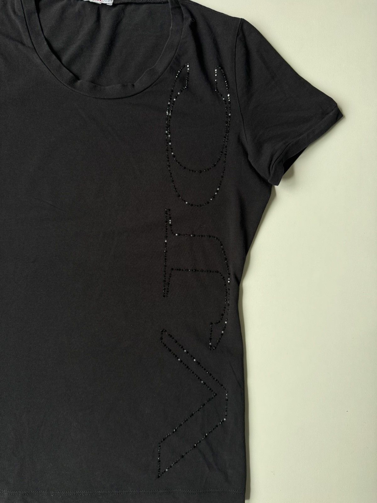 Versace × Vintage Vintage Versace JC Tshirt rhinestone logo y2k glamour grunge Size S / US 4 / IT 40 - 9 Thumbnail