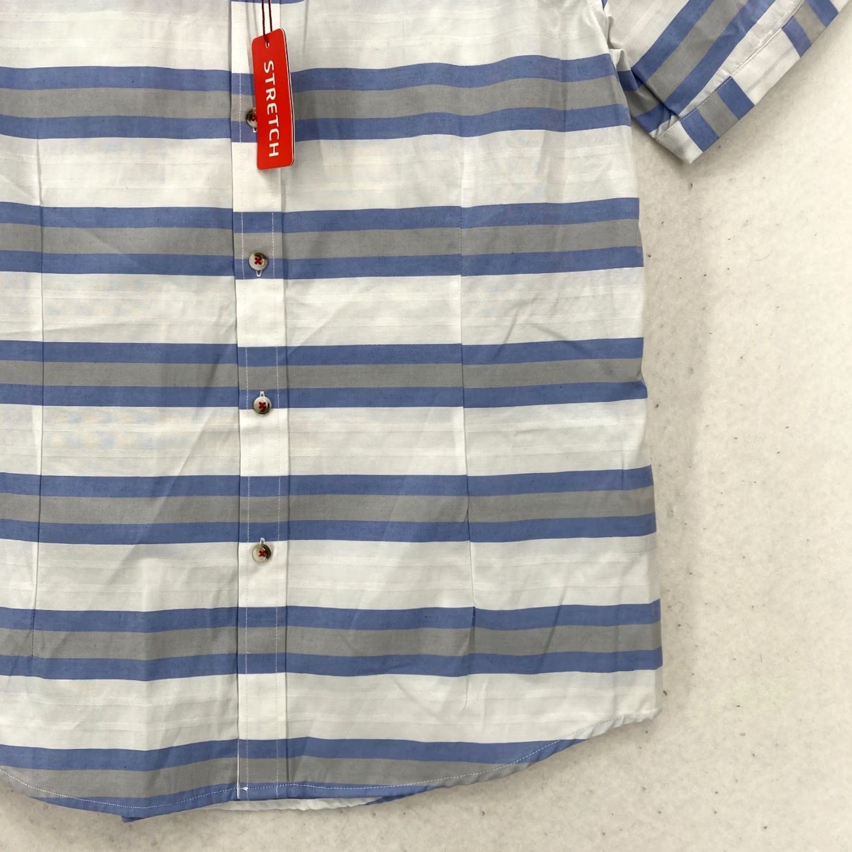 Billy London Billy London Shirt Mens Large Slim Blue Striped Short Sleeve Stretch Nautical Size US L / EU 52-54 / 3 - 3 Thumbnail