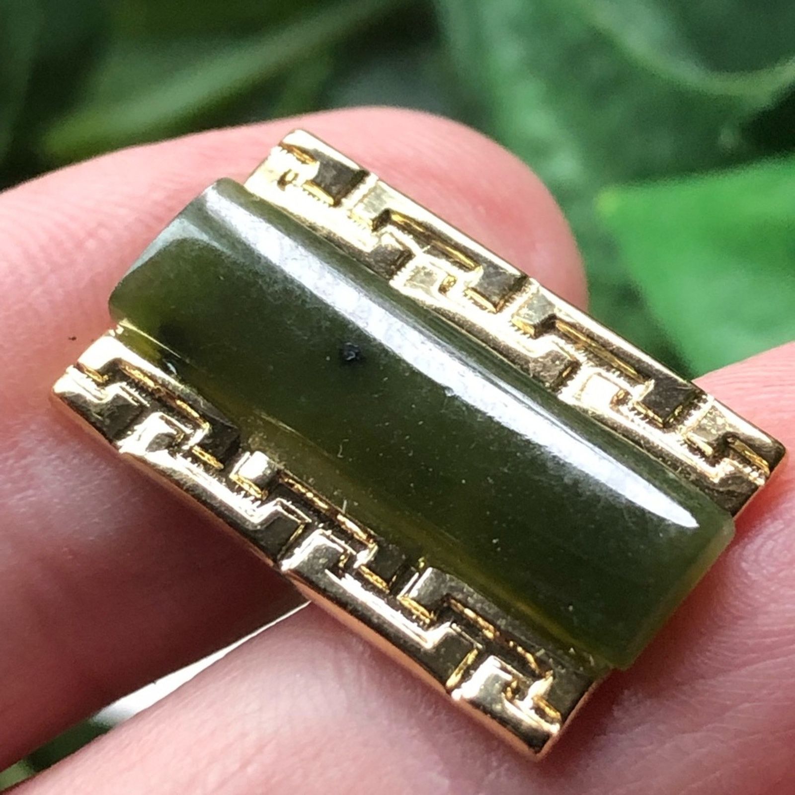 Jewelry Vintage men’s Ariki Nephrite jade 22kt gold cuff links NIB Size ONE SIZE - 7 Thumbnail