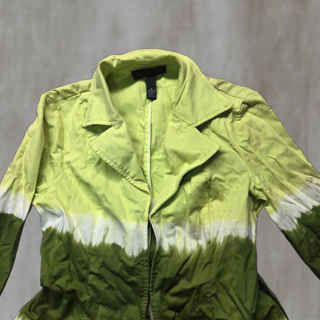 Vintage INC International Concepts Jacket Women M Green Lightweight Front Clip Closure, Medium, Cotton Blend, Fall Spring Summer, Overcoat, Jacket Womens Size M / US 6-8 / IT 42-44 - 1 Thumbnail