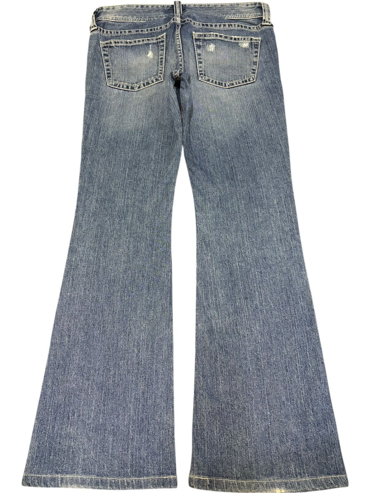Uniqlo Vintage Japanese Uniqlo Blue Wash Distress Flare Jeans Size 31" - 2 Thumbnail