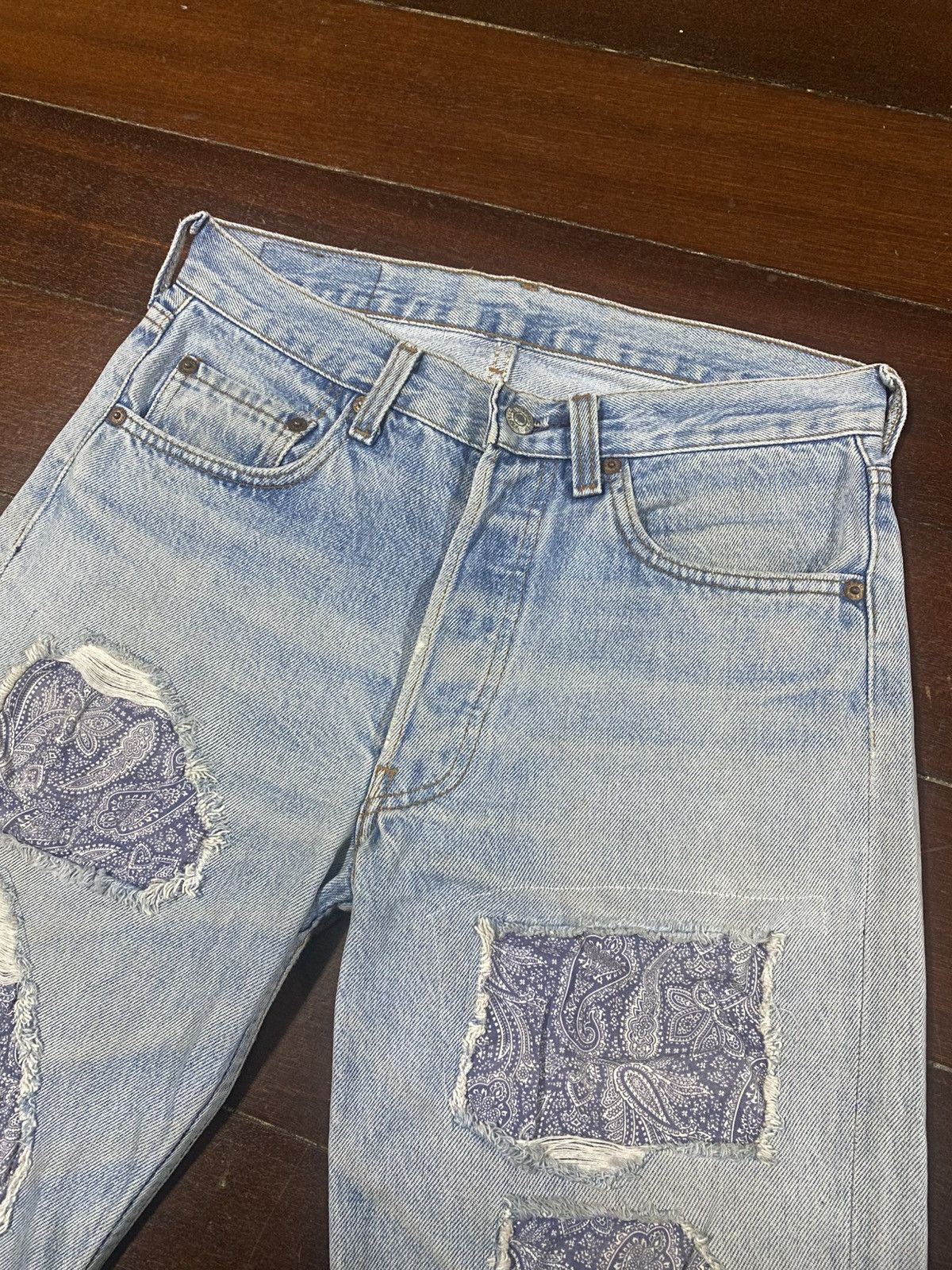 Levi's Vintage 70s 80s Levis 501 distressed rework patch mud wash Size US 30 / EU 46 - 7 Thumbnail