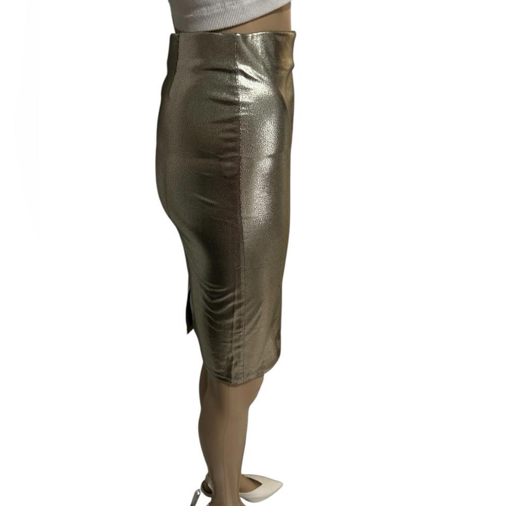Forever 21 Gold Metallic Pencil Skirt Size 28" / US 6 / IT 42 - 2 Thumbnail
