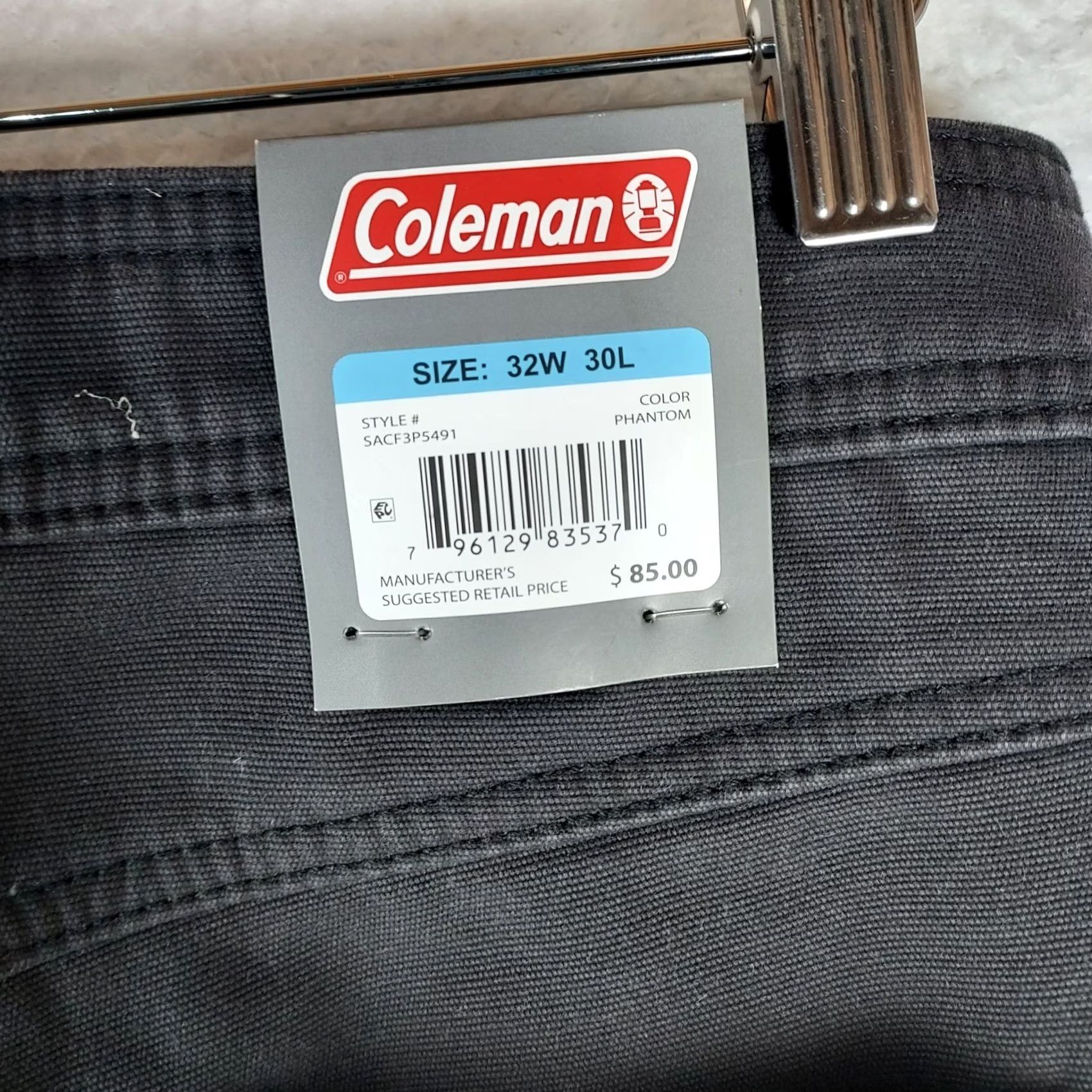 Vintage Coleman Men’s 32x30 Phantom Fleece Lined Stretch Canvas Work Pants NWT Gray Flat Front Button Accents Regular Inseam 30 Mens Pants Size US 32 / EU 48 - 6 Thumbnail