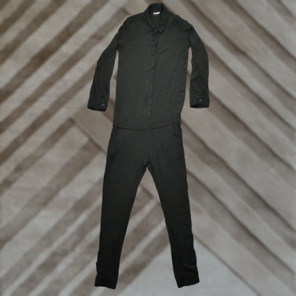 MONROW VINTAGE Monrow Jumpsuit Womens Medium Black Long Sleeve Button Down Crepe Romper Size M / US 6-8 / IT 42-44 - 1 Thumbnail