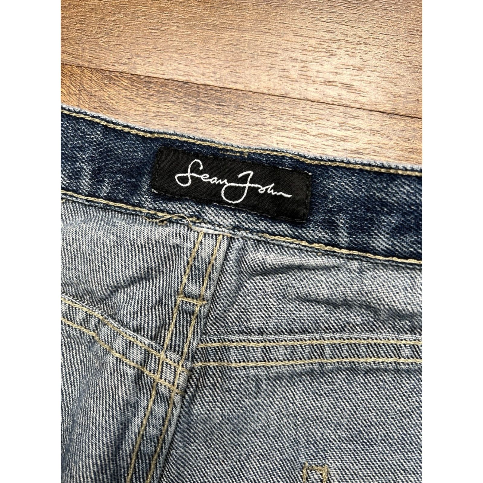Sean John VINTAGE Sean John Jeans Baggy Wide-Leg 90s Hip Hop Grunge Men 34x31 Blue Cotton Logo Embroidered 5-Pocket United States Mens Size US 34 / EU 50 - 4 Thumbnail