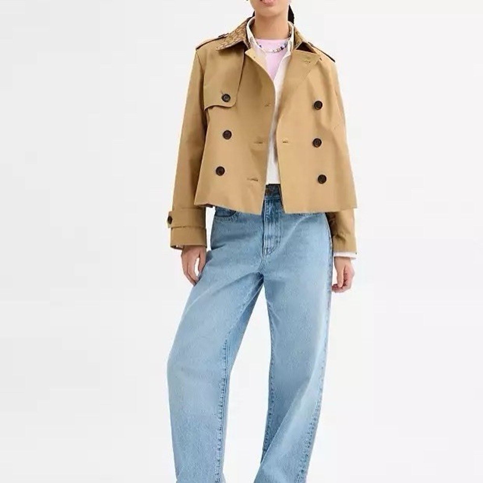 Coach NWT COACH Women Short Trench Coat Signature Khaki CAB93 XS Size XS / US 0-2 / IT 36-38 - 7 Thumbnail