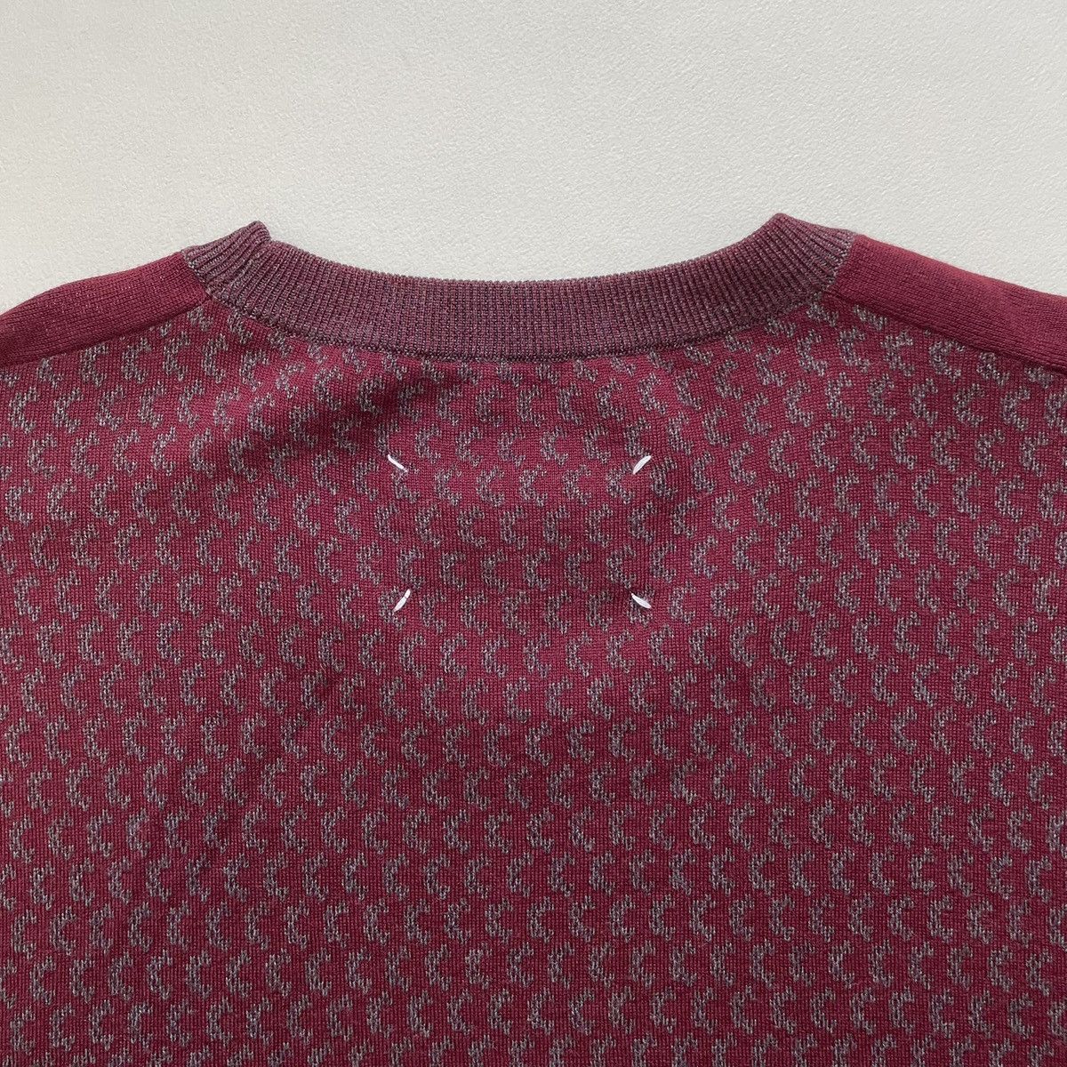 Maison Margiela A/W 13 Burgundy Patterned Wool Sweater Size US L / EU 52-54 / 3 - 15 Thumbnail