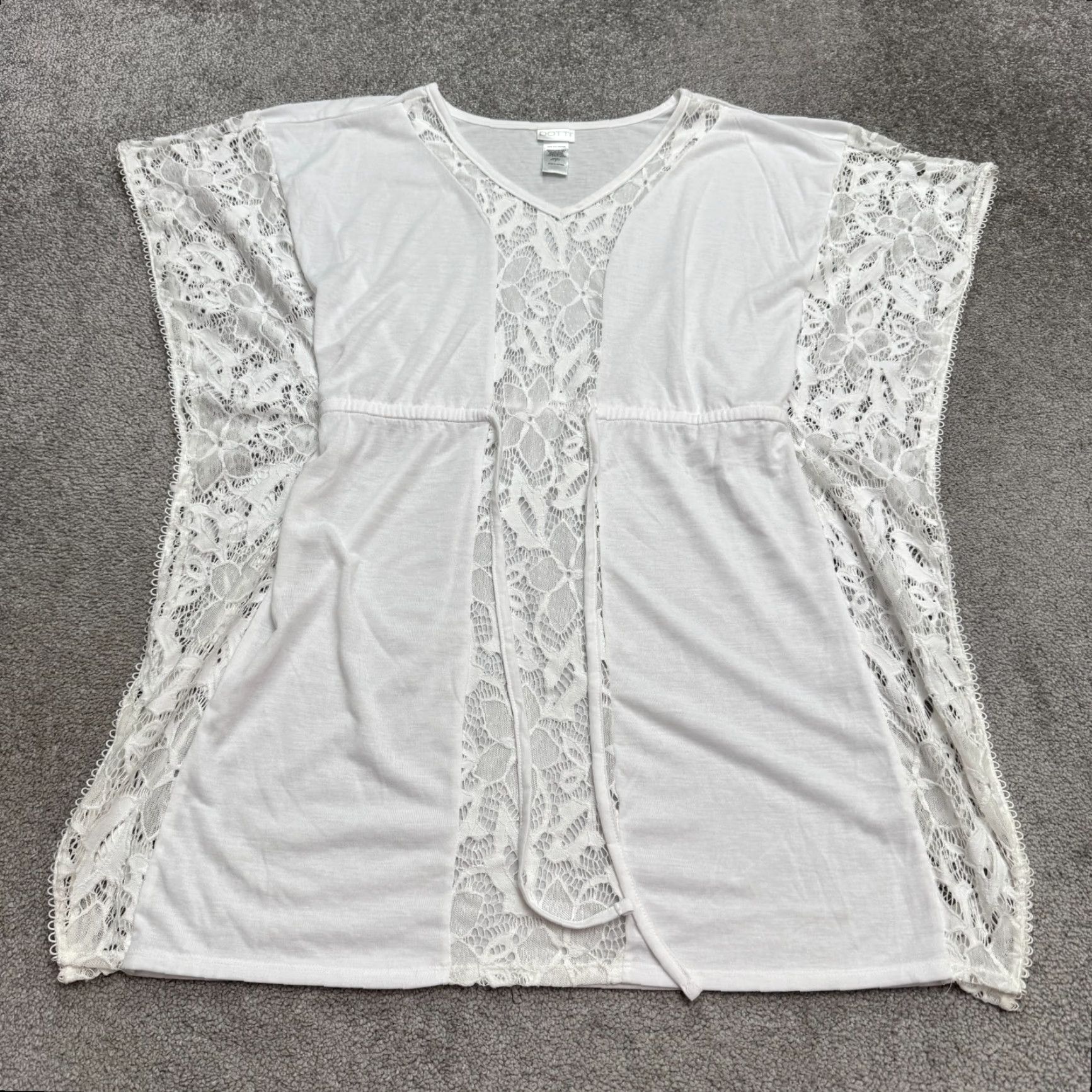 Vintage Dotti White Sheer Lace Panel Swimwear Cover Up Tunic Mini Dress Womens Small Top Size S / US 4 / IT 40 - 2 Thumbnail