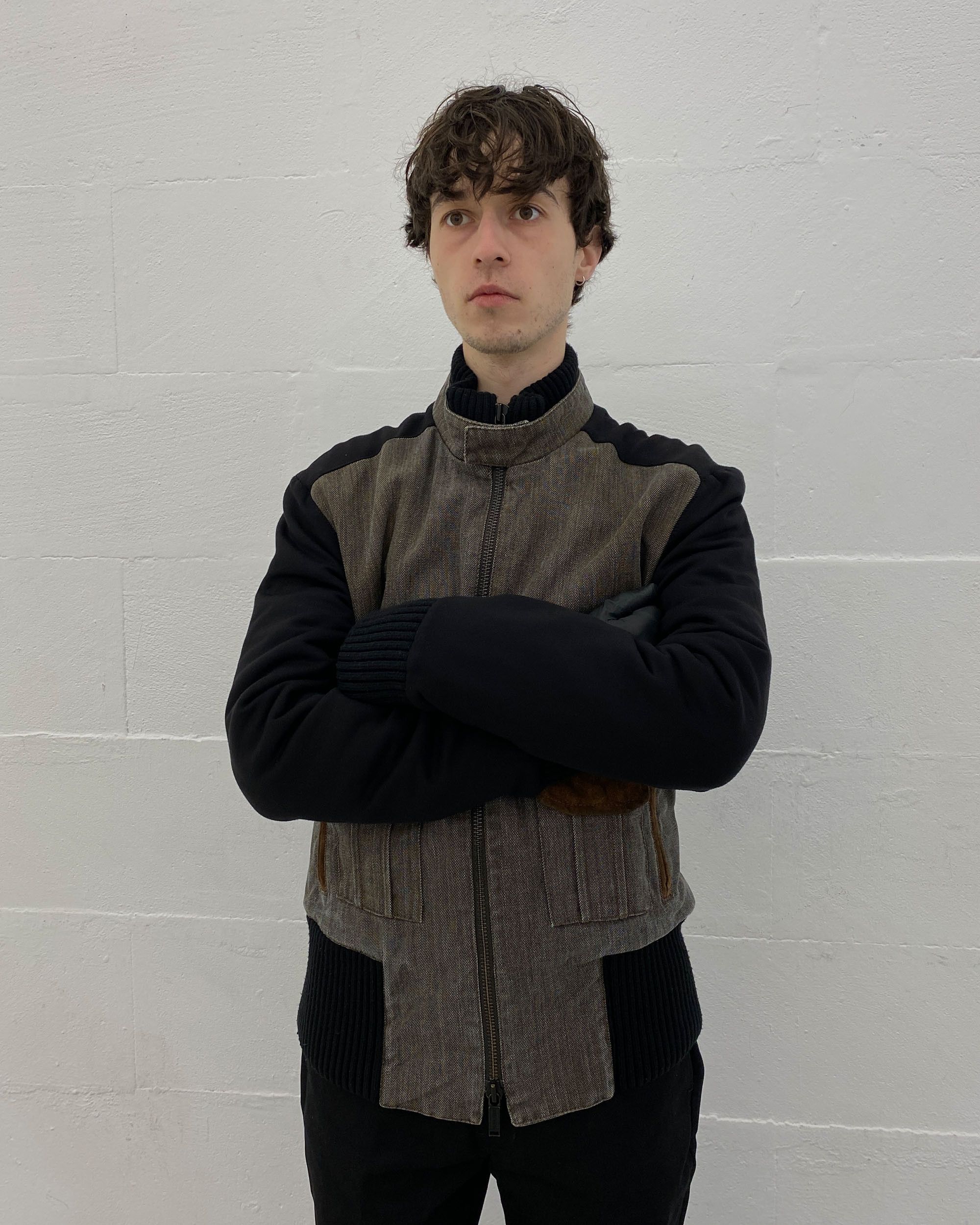 Dirk Bikkembergs 2000s Padded Leather Flap Pocket Jacket Size US L / EU 52-54 / 3 - 7 Thumbnail
