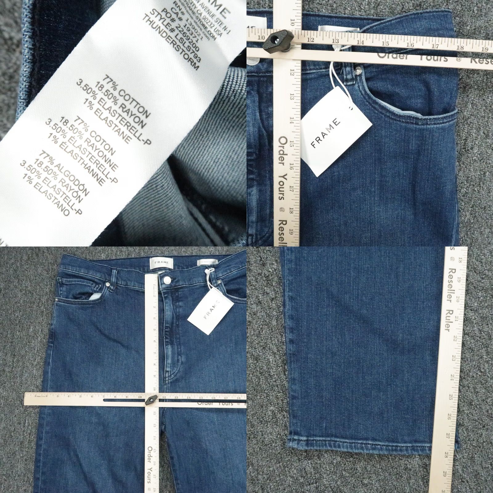 Frame VINTAGE FRAME Jeans Womens 34x28 Blue Le Sleek Straight High Rise Leg Stretch NWT Size 24" / US 00 / IT 34 - 8 Thumbnail