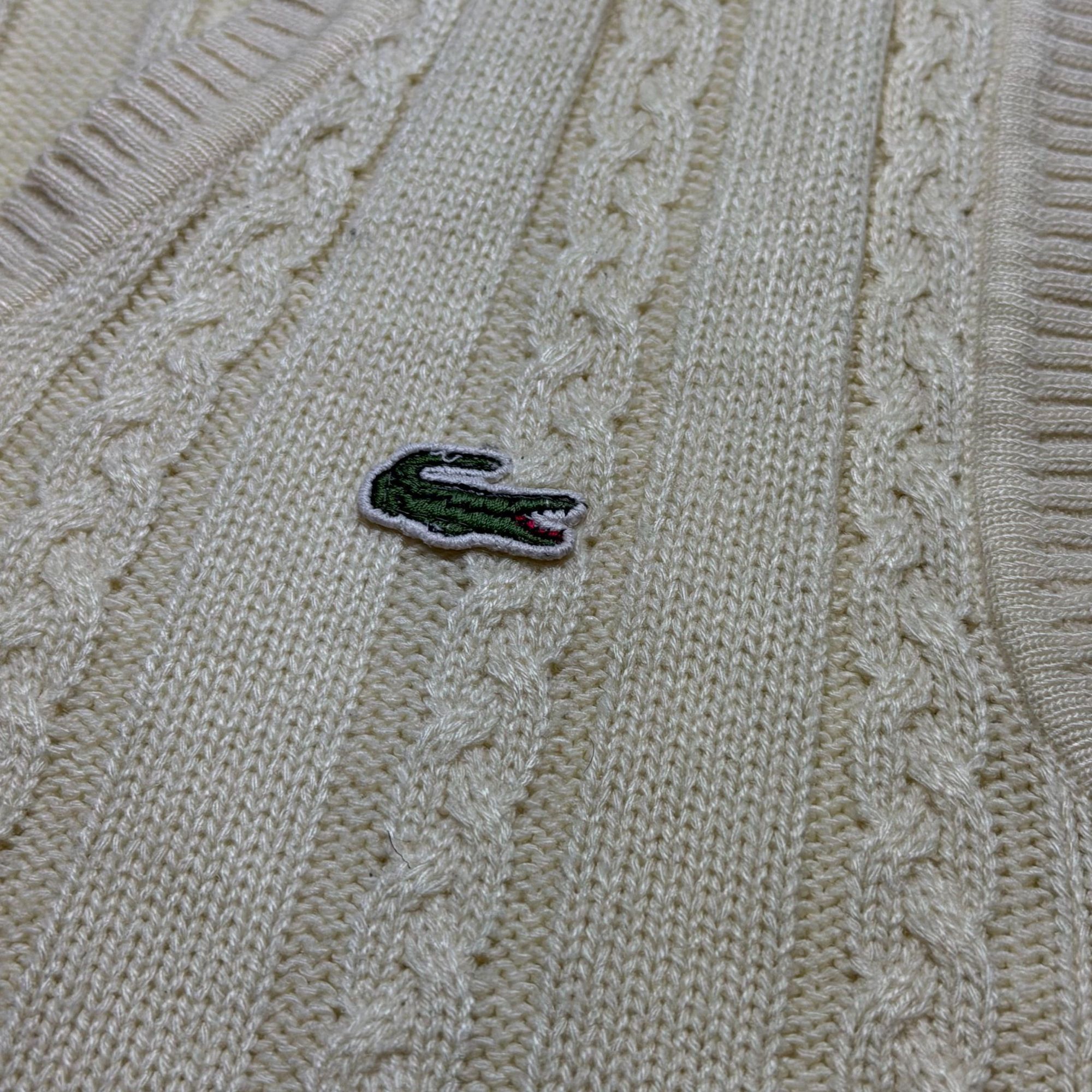 Lacoste Vintage 90s Lacoste Knitted V-Neck Vest Cream/Off-White Size Size M / US 6-8 / IT 42-44 - 5 Thumbnail