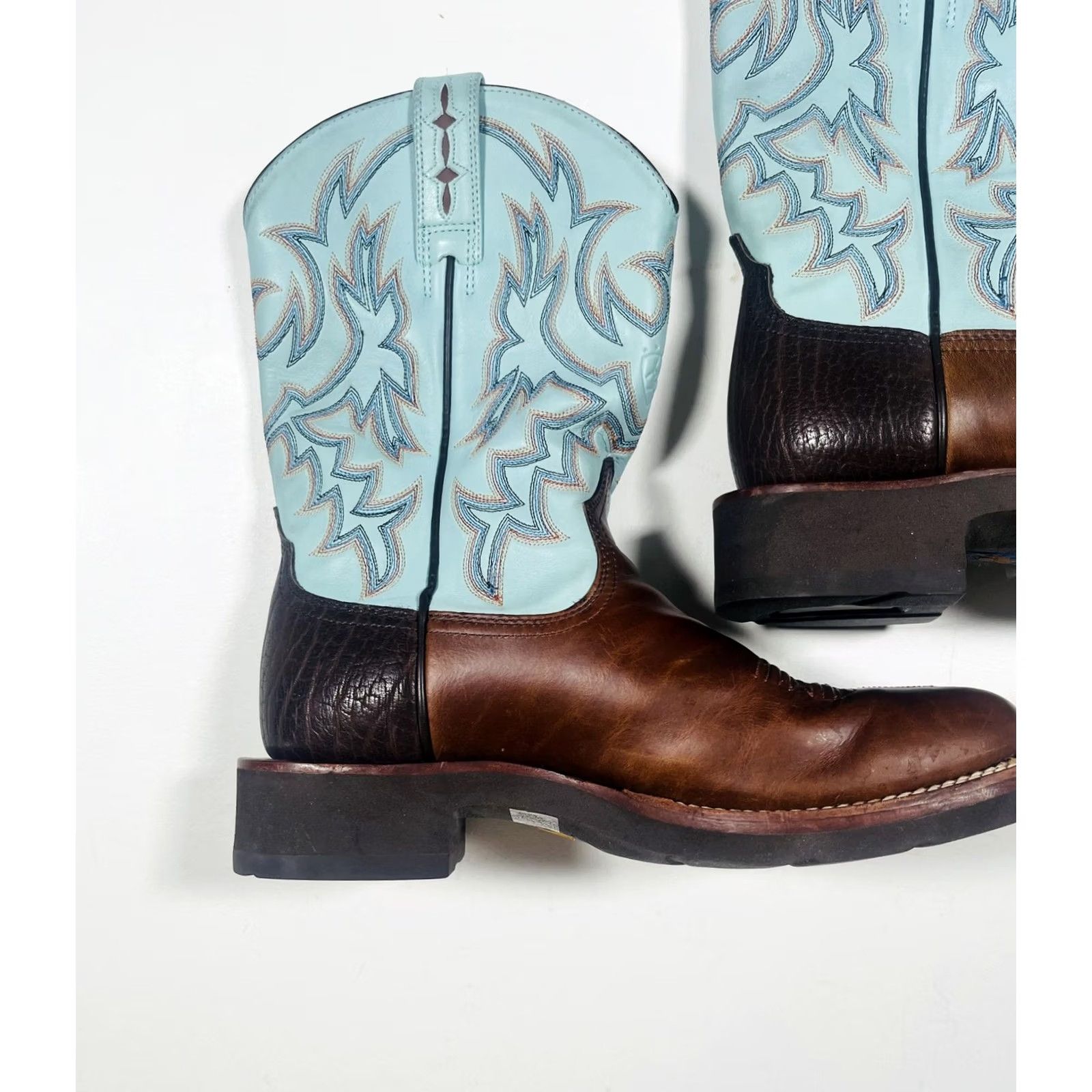 Ariat Ariat Cobalt Crepe Boots Mens Size 9D Western Leather Walnut Sky Blue 38823 Size US 9 / EU 42 - 7 Thumbnail
