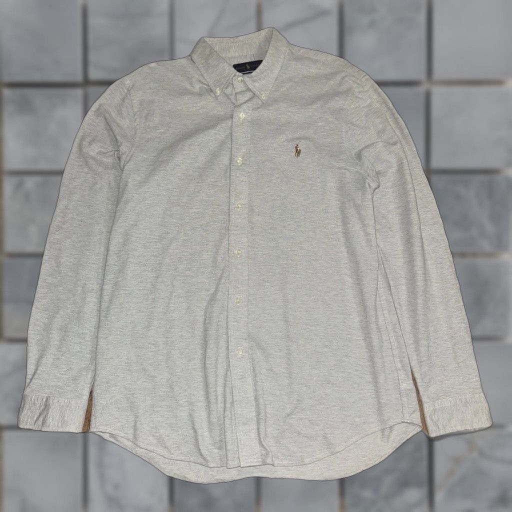 Ralph Lauren Ralph Lauren Knit Oxford Shirt Gray Mens XL Stretch Fabric Polo Pony Logo Long Shirt Button-Up Men XL Gray Knit Oxford Shirt with Stretch Size US XL / EU 56 / 4 - 1 Thumbnail