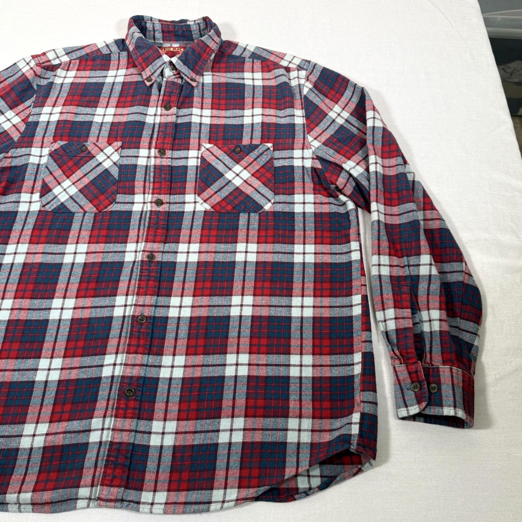 JCPenney VINTAGE Big Mac Shirt Mens Large Blue Red Flannel Plaid JC Penney Button Up 90s Size US L / EU 52-54 / 3 - 4 Thumbnail