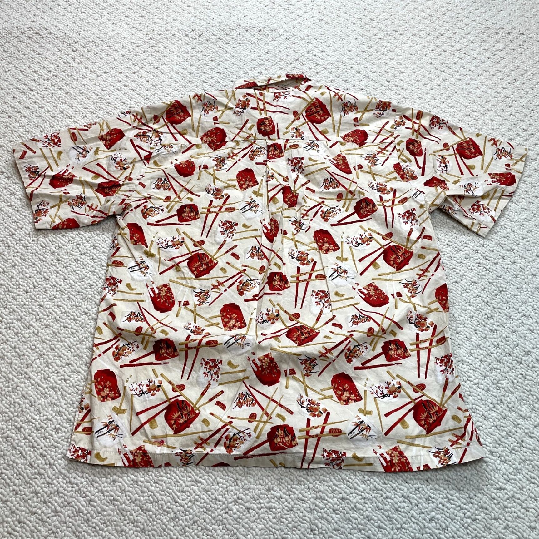 Vintage Full Moon Hawaii Shirt Mens L Beige Short Sleeve Hawaiian Japan Chopsticks Casual Size US L / EU 52-54 / 3 - 7 Thumbnail