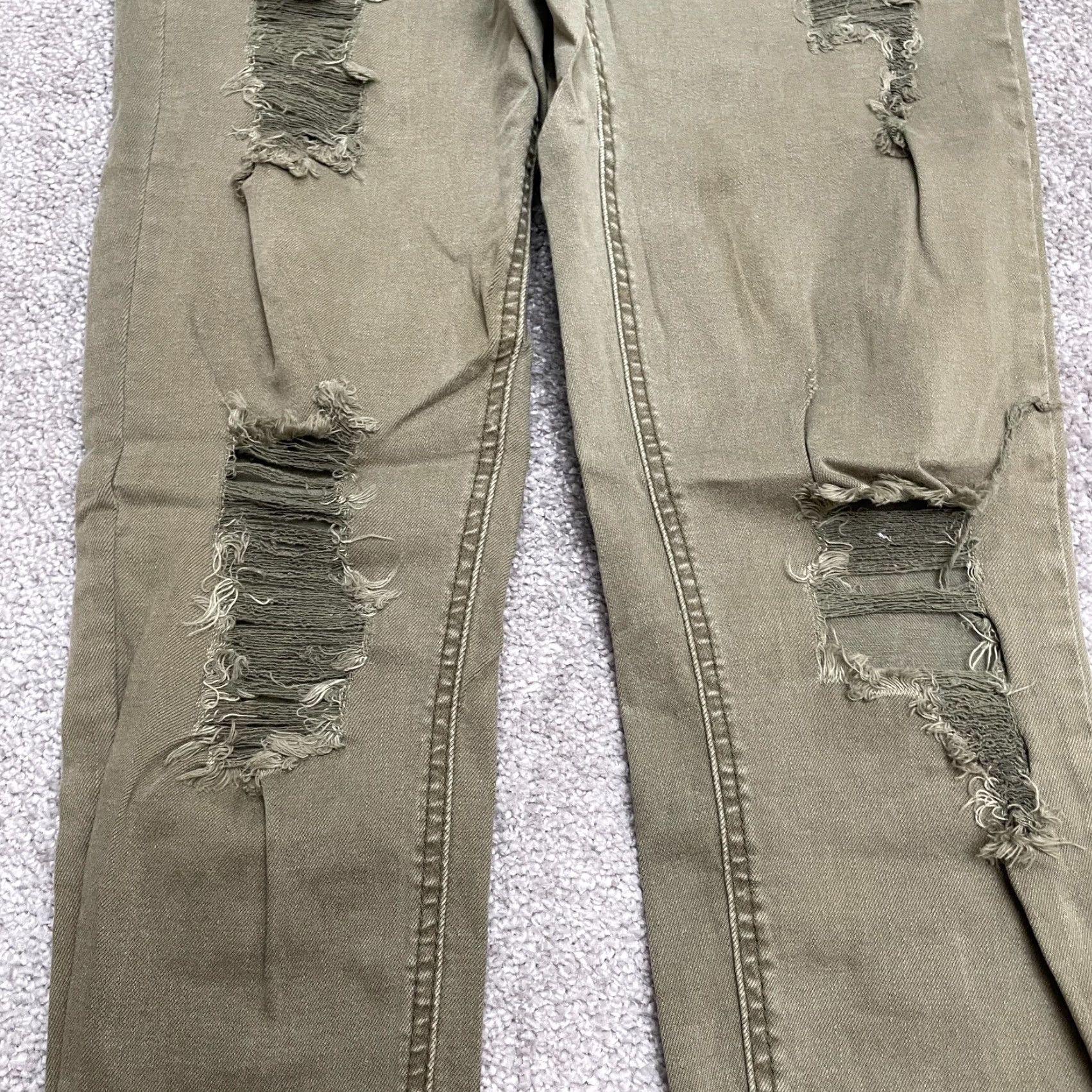 Denime Refuge Jeans Skinny Denim Womens 6 Army Green 30x27.5 Stretch Distressed Button Zip 5-Pocket Regular Size 28" / US 6 / IT 42 - 5 Thumbnail