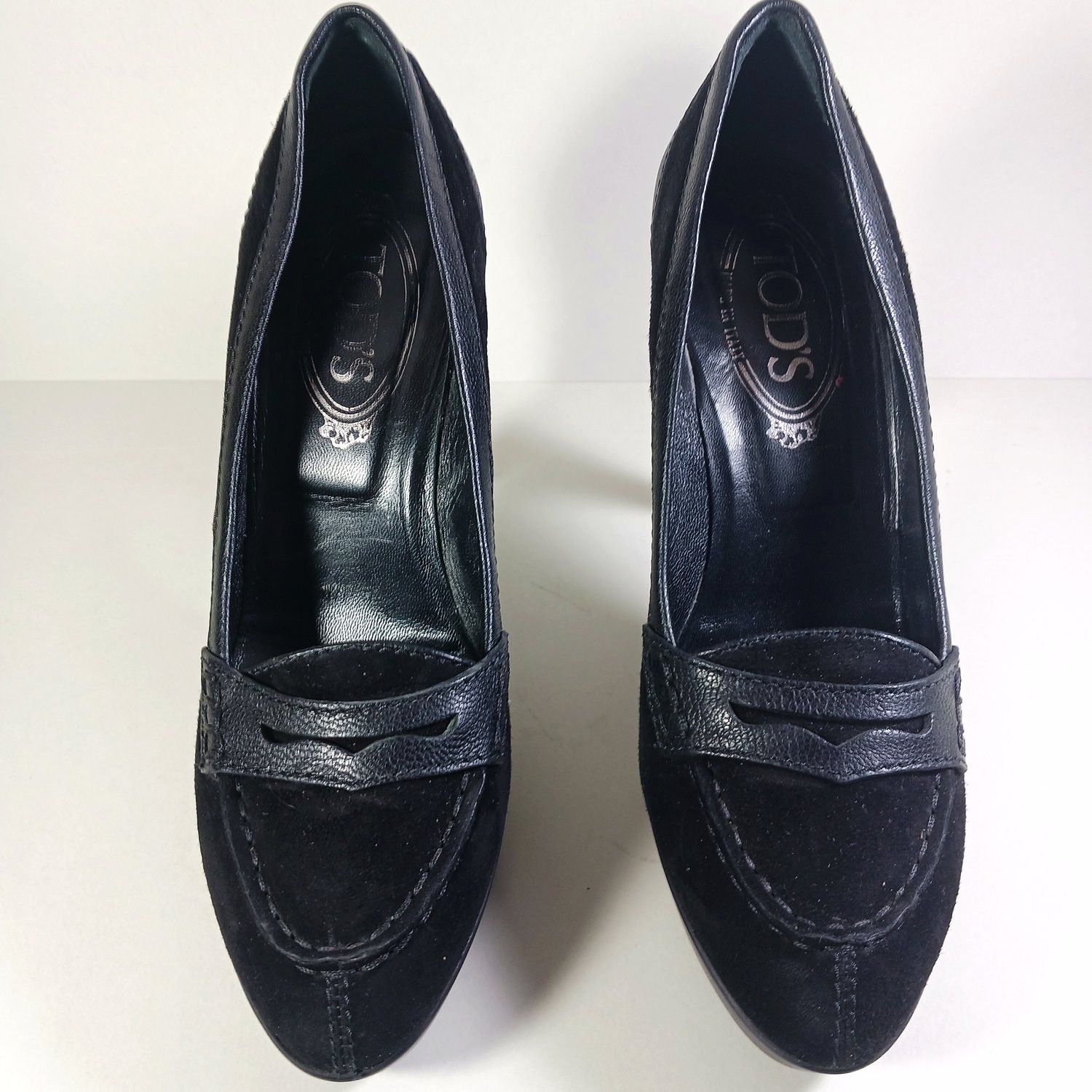 Tod's Tod's Black Suede/Leather Size 36 1/2 High Heel Pumps Size US 6.5 / IT 36.5 - 3 Thumbnail