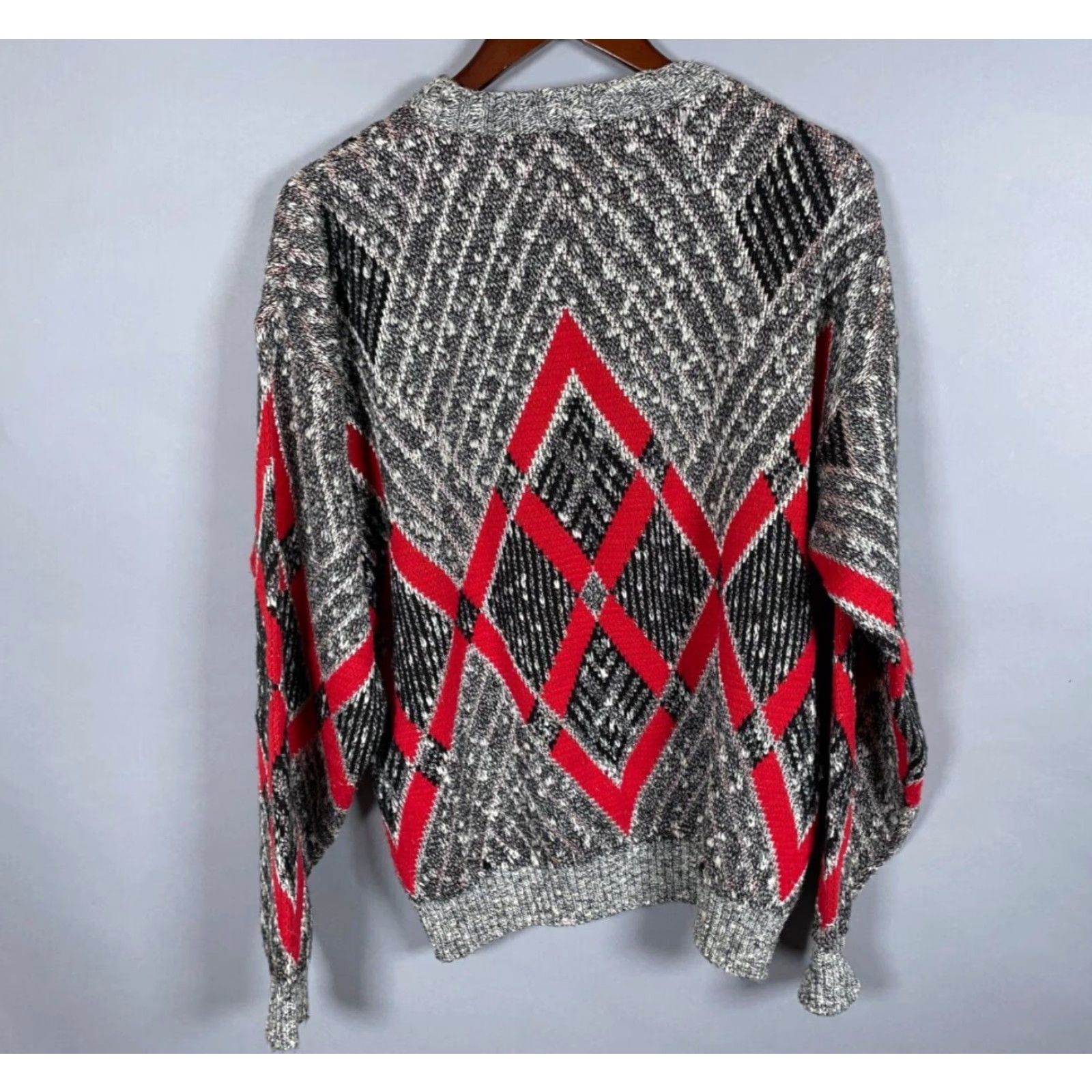 Sears VINTAGE 80s Sears Argyle Pattern Sweater Adult XL Gray Red Heavyweight Pullover Mens Size US XL / EU 56 / 4 - 3 Thumbnail