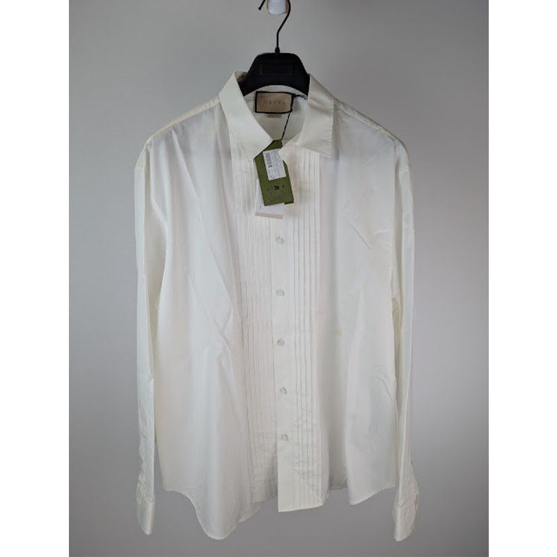 Gucci o1rshd1 Piece Dyed Popeline Over Boxy Shirt in Natural White Size US XL / EU 56 / 4 - 8 Thumbnail