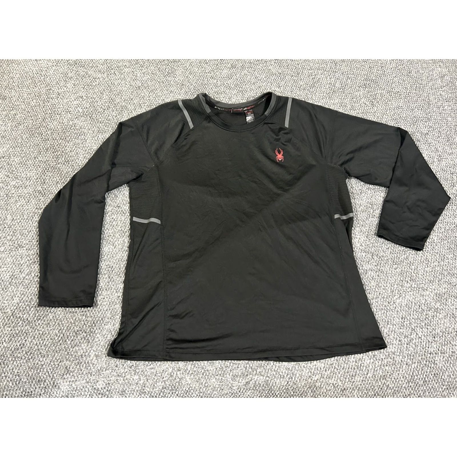 Spyder Spyder Mens XL Black Long Sleeve Shirt Activewear Compression Base Layer ProWeb Moisture Wicking Athletic Tee Shirt Sports Shirt Size US XL / EU 56 / 4 - 2 Thumbnail