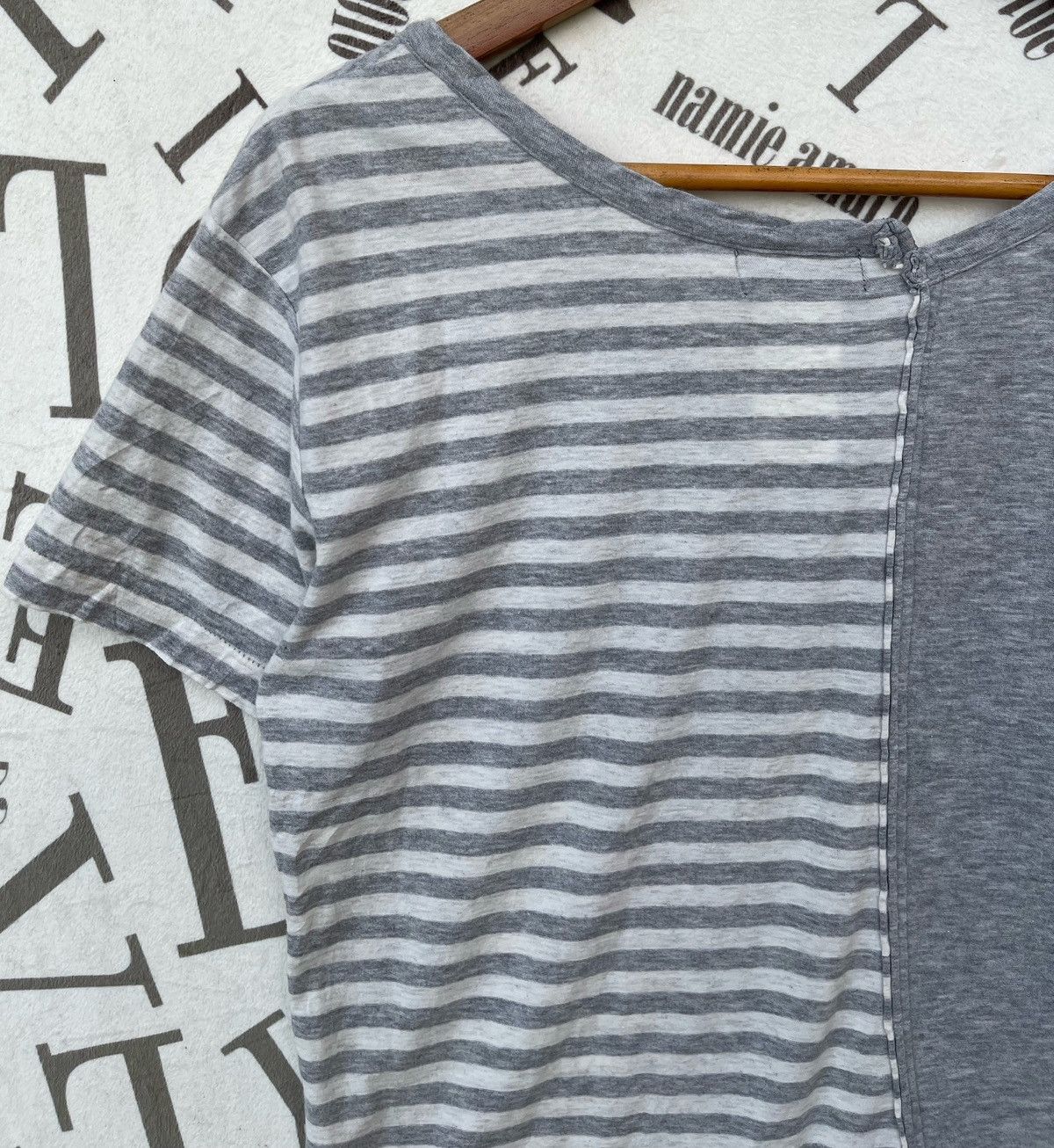 Yohji Yamamoto 🔥Vintage Y's by Yohji Yamamoto Asymmetrical Striped T-shirt Size S / US 4 / IT 40 - 11 Thumbnail