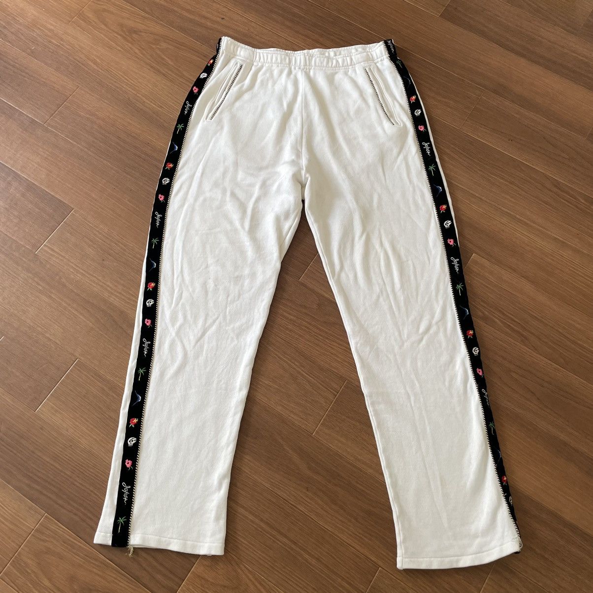 Kapital Ska tape Embroidered Sweatpants white