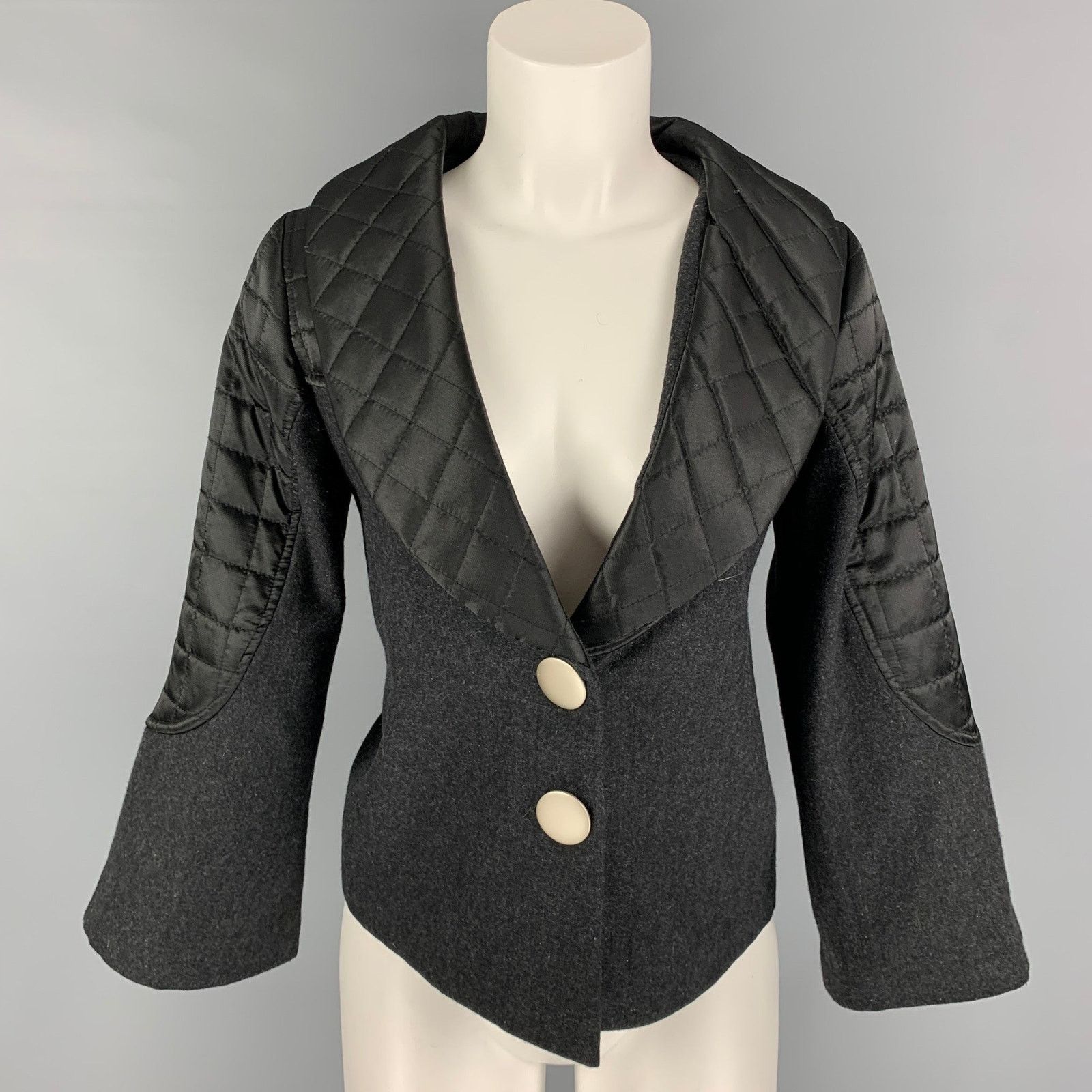 Marc by Marc Jacobs MARC by MARC JACOBS Size 2 Grey Wool Black Quilted Jacket Size XS / US 0-2 / IT 36-38 - 1 Thumbnail