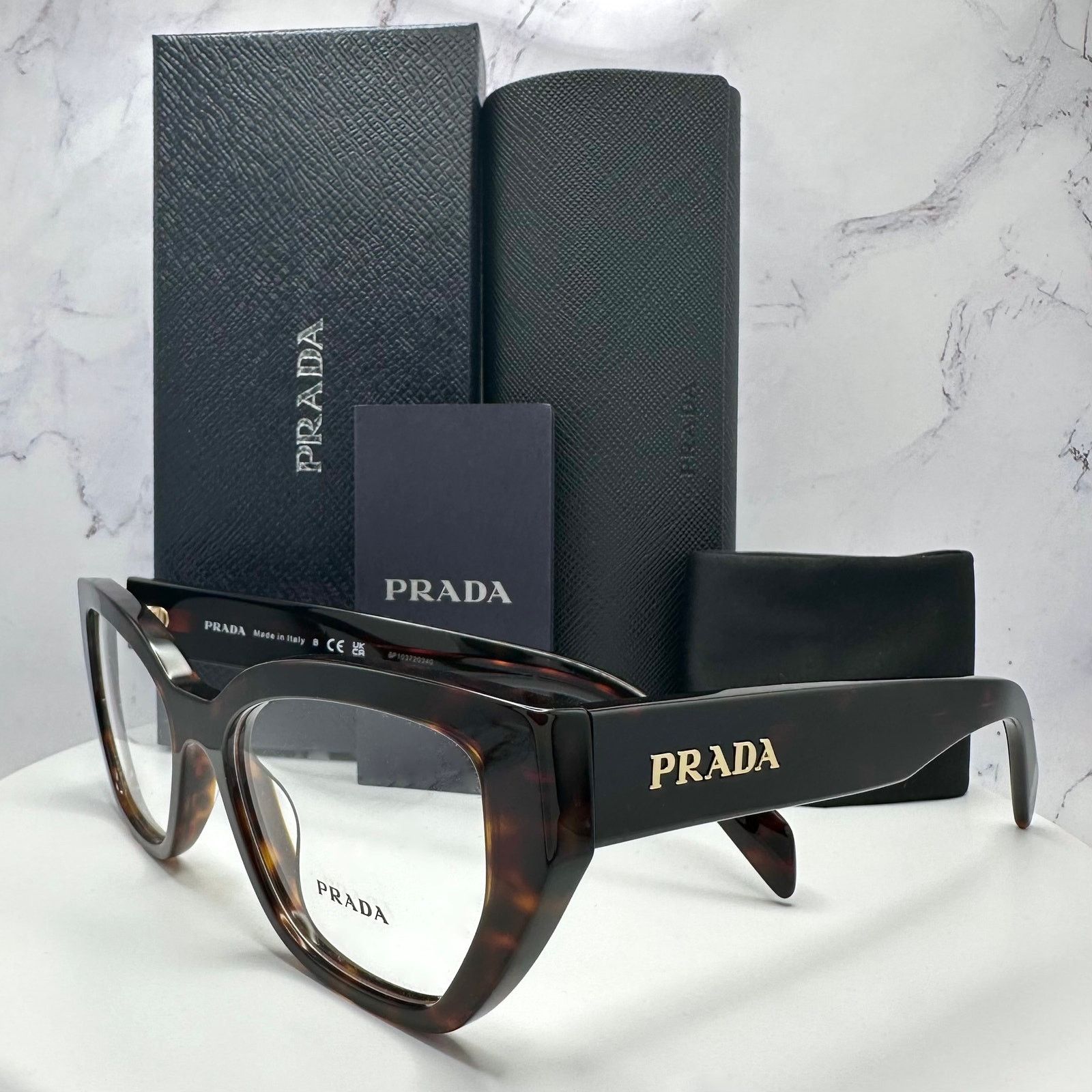 Prada New Prada Eyeglasses Women Brown Acetate Cat Eye Tortoise Size ONE SIZE - 2 Thumbnail