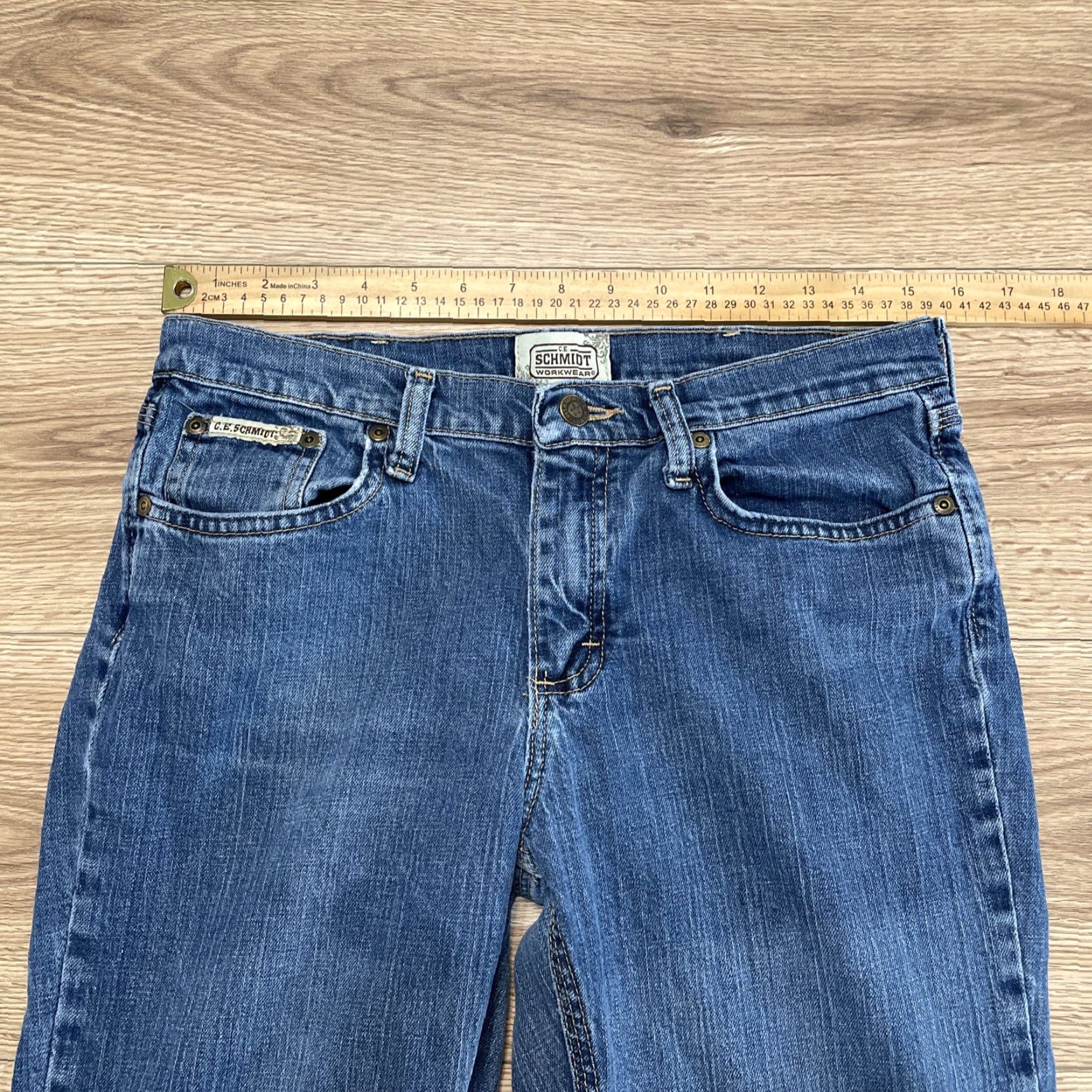 Vintage VINTAGE C.E. Schmidt Women's Jeans Size 8x32 Blue Denim Stretch Utility Straight Size 30" / US 8 / IT 44 - 3 Thumbnail