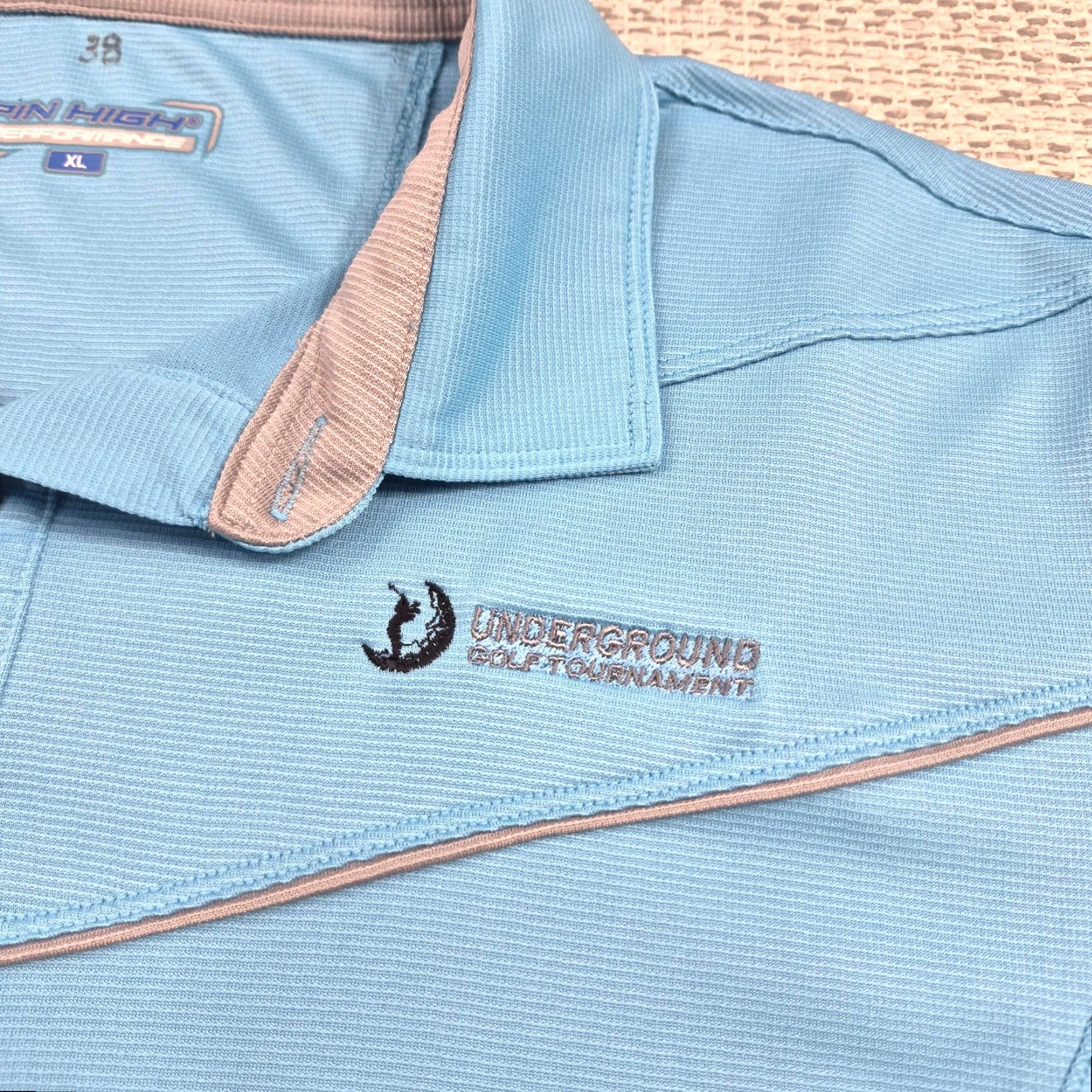 Vintage Pin High Polo Shirt Mens XL Blue Underground Golf Tournament Performance Tech Shirt Size US XL / EU 56 / 4 - 7 Thumbnail