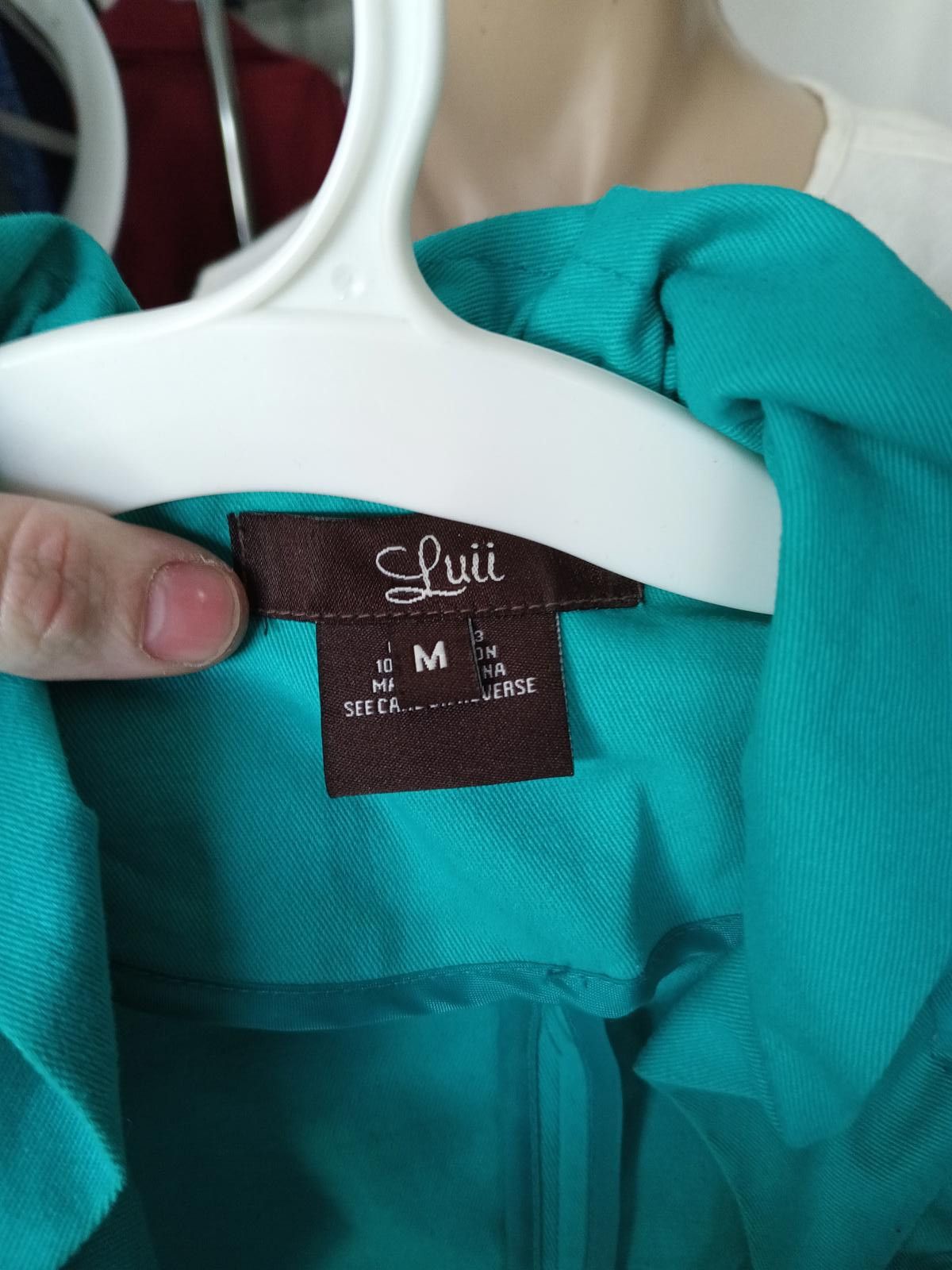Designer Chic Aqua Blue Ruffled Jacket by Luii - Medium Size M / US 6-8 / IT 42-44 - 3 Thumbnail