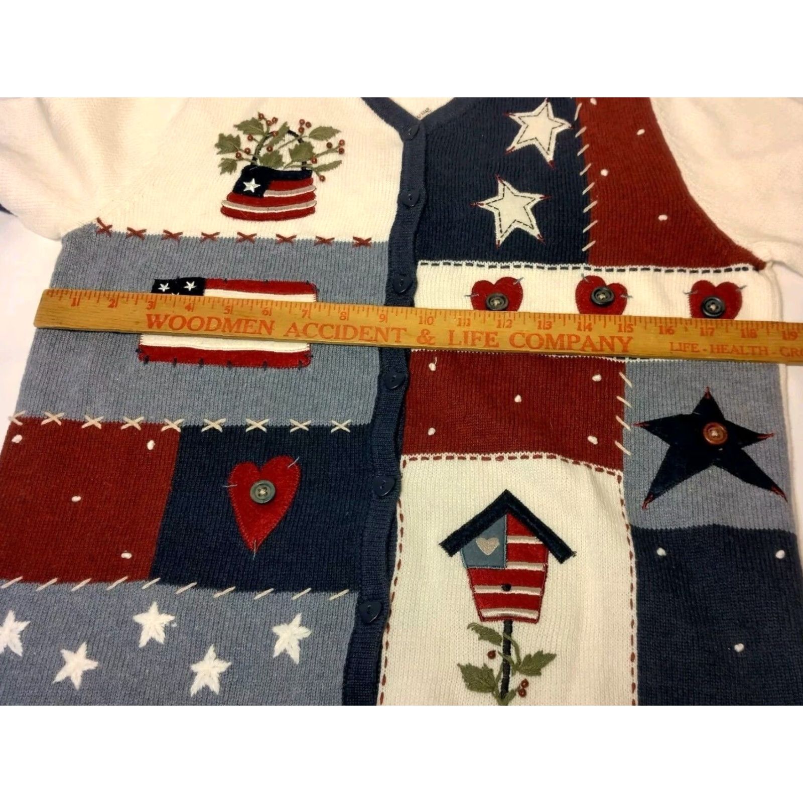 Croft & Barrow Croft & Barrow Women Cardigan Sweater USA Flag Patriotic Short Sleeve V-Neck Embroidered Patchwork Multicolor Casual Size S / US 4 / IT 40 - 4 Thumbnail