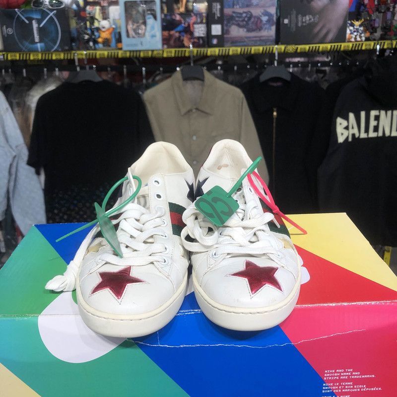 Gucci Gucci Ace White Leather Star Low-Top Sneakers -2508 Size US 6 / IT 36 - 2 Thumbnail