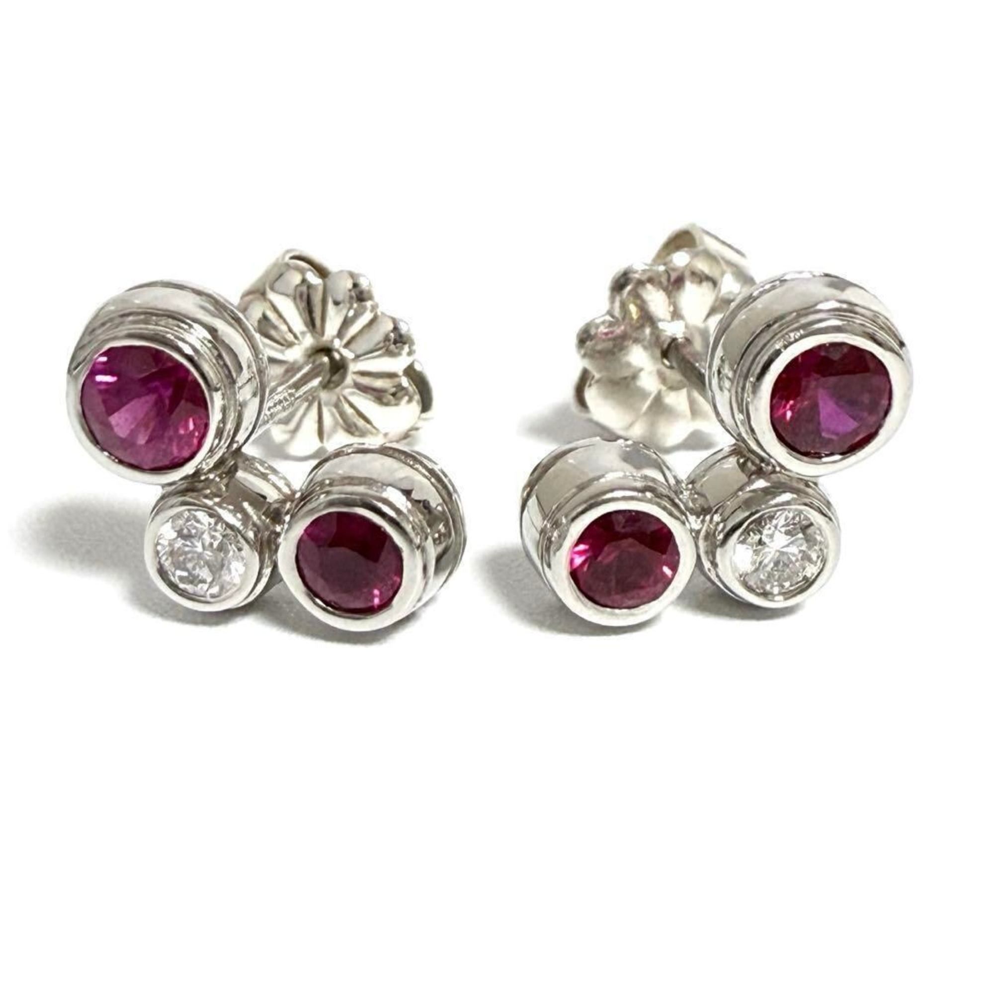 Tiffany & Co. Tiffany Women's Bubble Earrings Platinum Diamond Ruby Size ONE SIZE - 1 Thumbnail