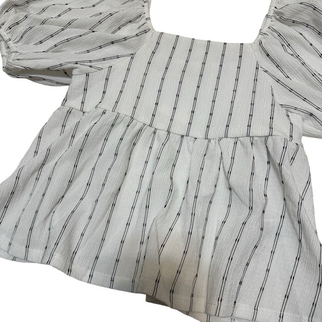Madewell Madewell NWT XXS Babydoll Puffed Sleeve White Black Feminine Casual Size XXS / US 00 / IT 34 - 2 Thumbnail