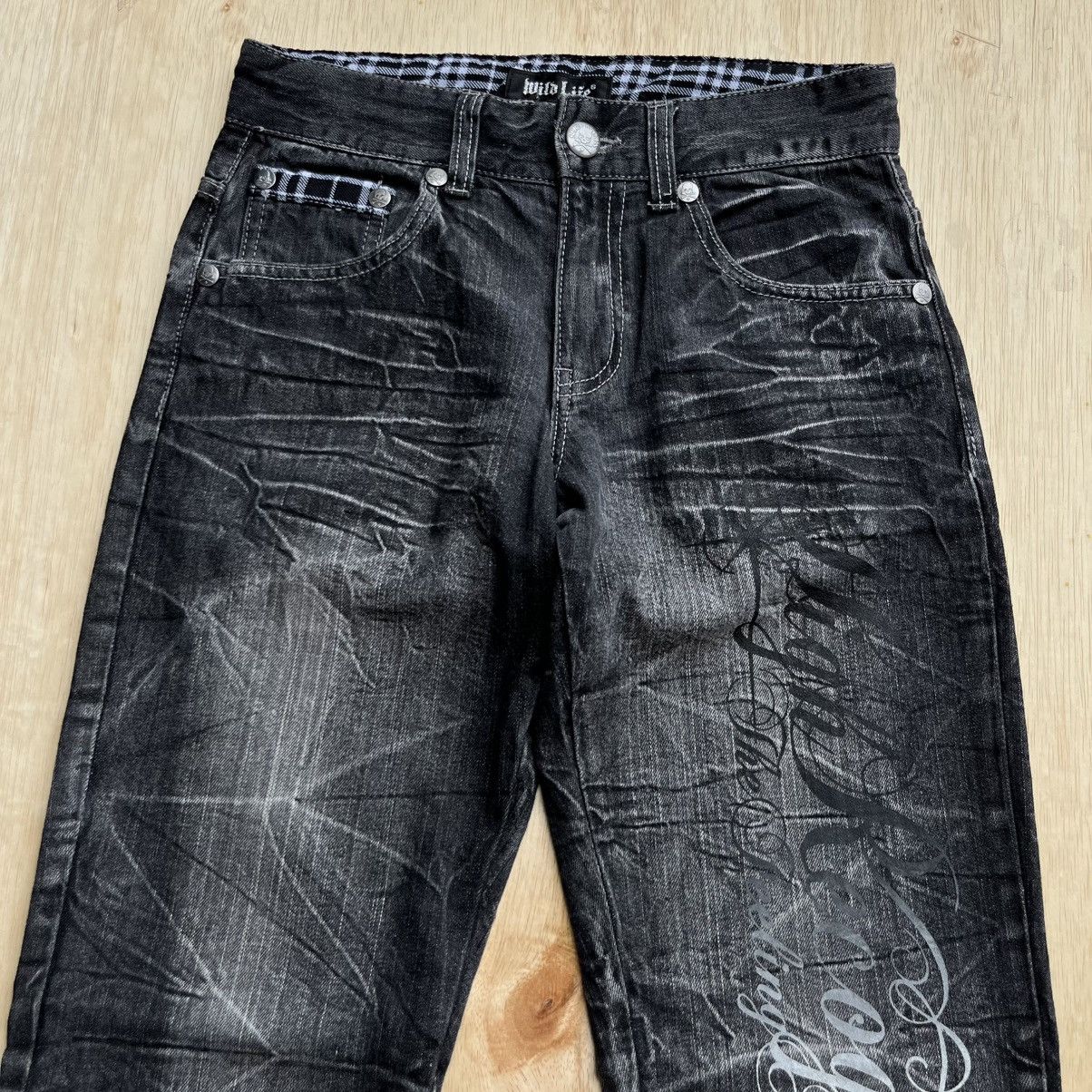 Japanese Brand WILD LIFE DENIM LIGHTHING Y2K SKULL BONES VINTAGE 00s Size US 30 / EU 46 - 2 Thumbnail
