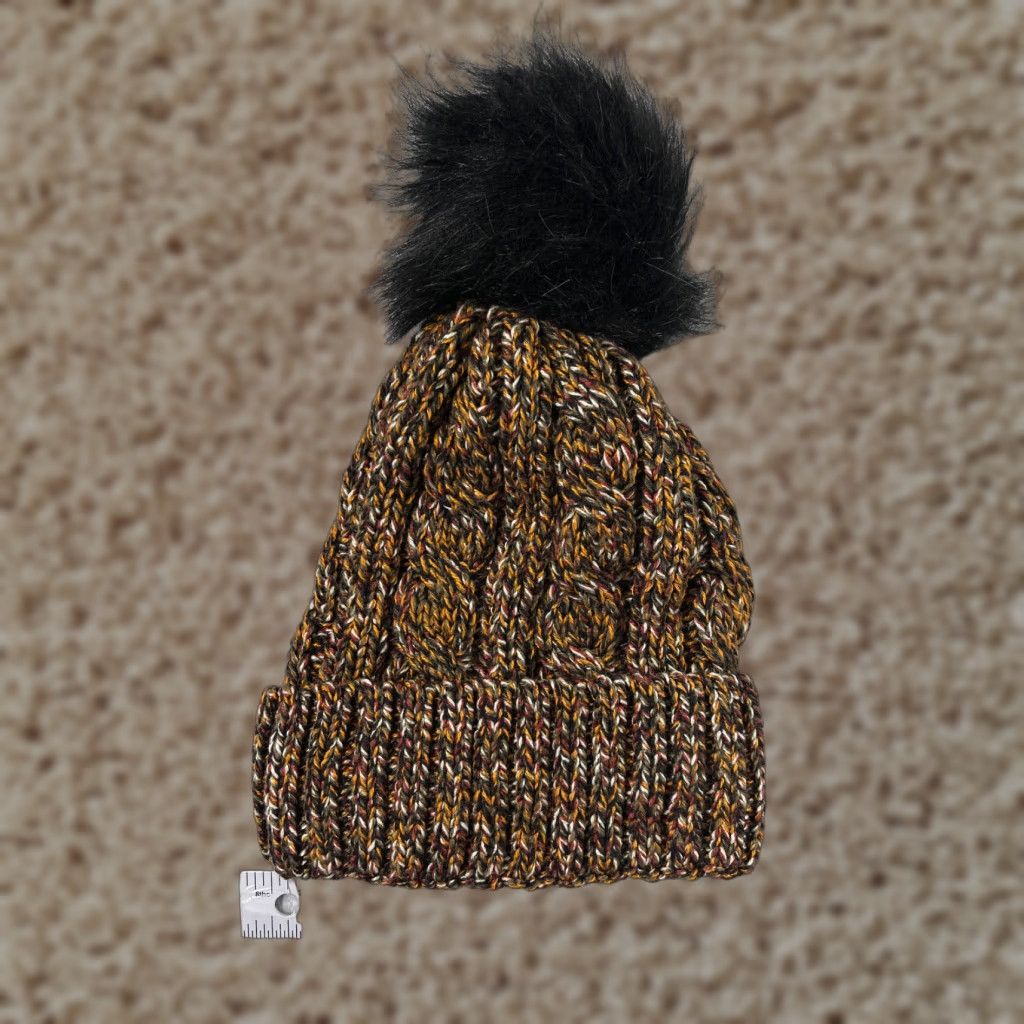 Vintage Time And Tru Beanie Toque Womens One Size Orange Knit Polyester Lined Faux Pom Size ONE SIZE - 1 Thumbnail