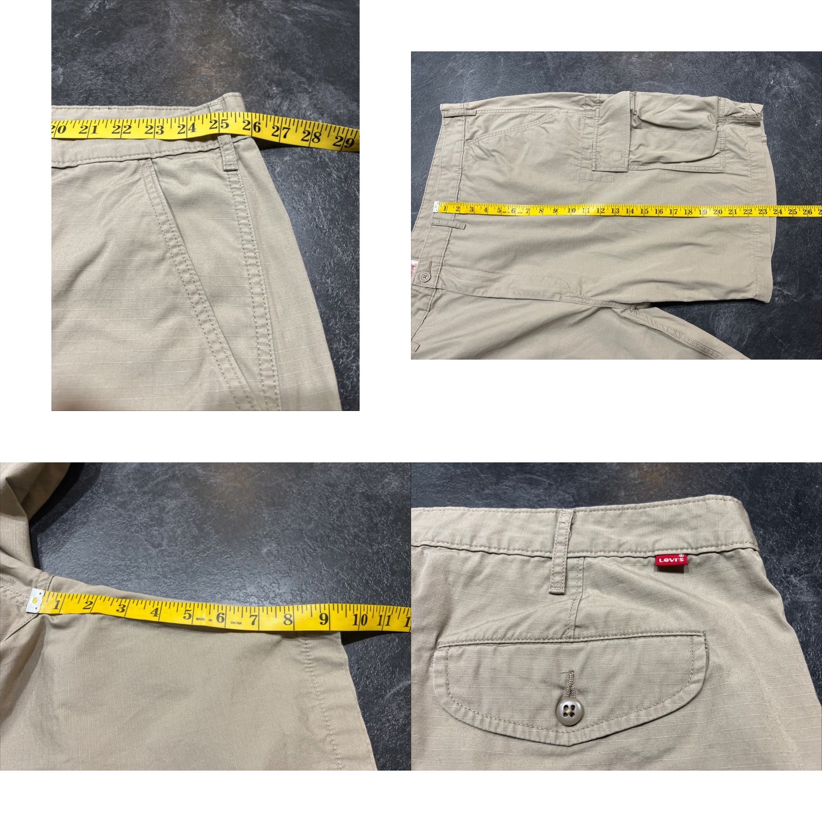 Levi's Levi's Cargo Shorts Tan Khaki Ripstop Casual Men’s Size 52 Cargo Pocket Inseam 9 in Big & Tall Cotton Canvas Front Flat Front Regular Mens Size US 36 / EU 52 - 8 Thumbnail