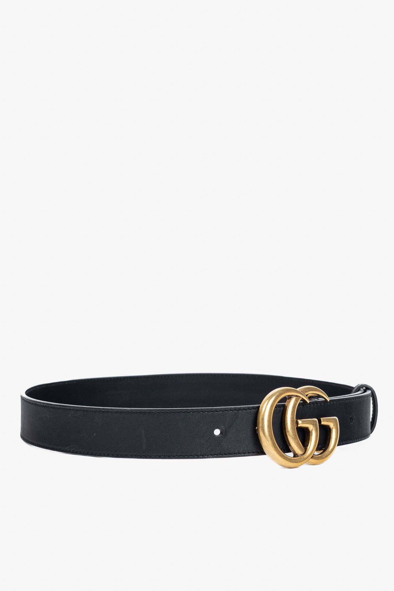 Gucci Gucci GG Marmont Black Leather Thin Belt Size 28 - 1 Thumbnail