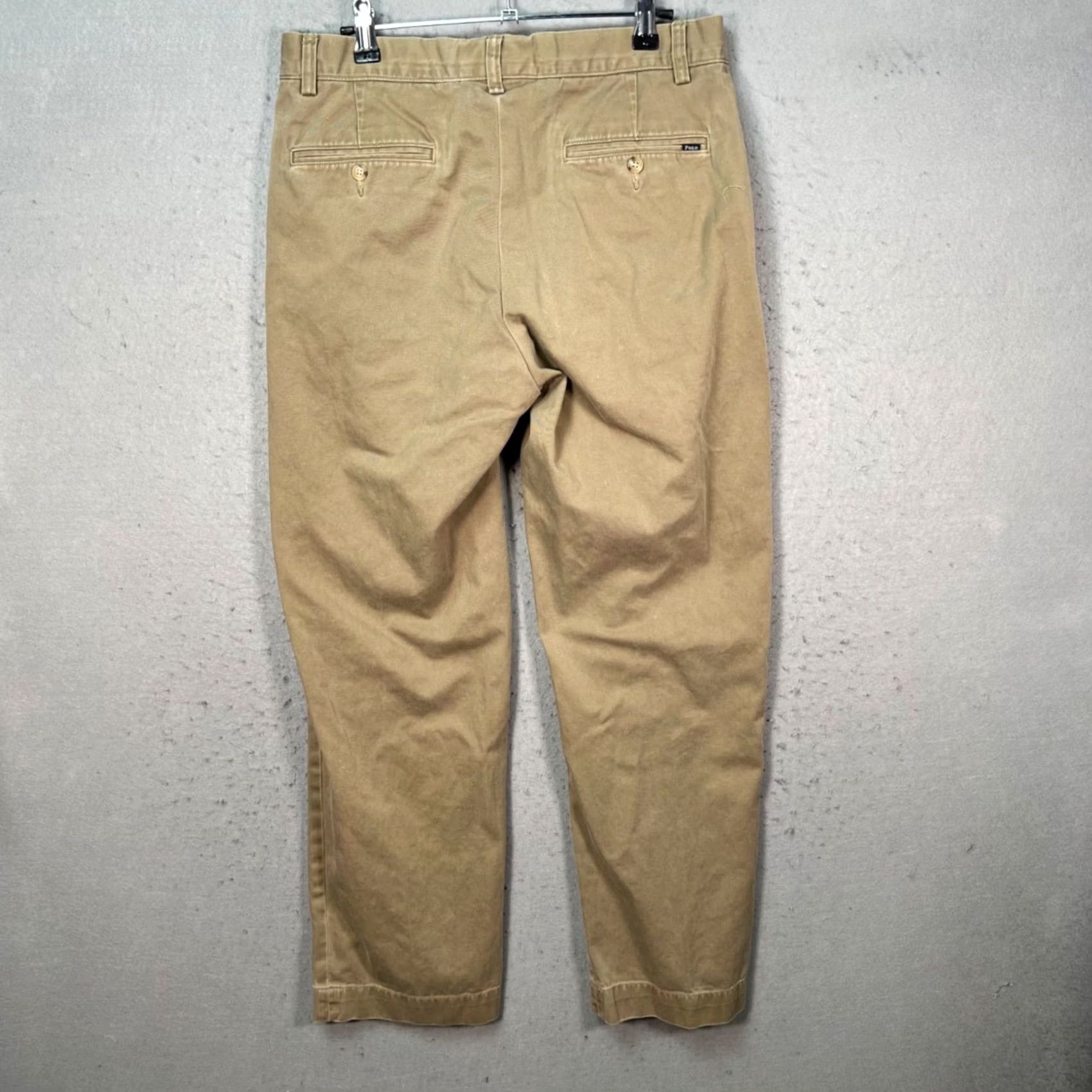 Polo Ralph Lauren Polo Ralph Lauren Mens Chino Pants 32x28 Classic Fit Khaki 100% Cotton Beige Straight Front Pockets Slit Pocket Size US XS / EU 42 / 0 - 2 Thumbnail